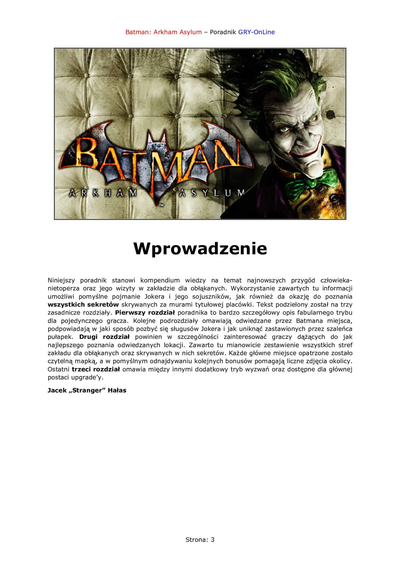 Fragment „Batman: Arkham Asylum - poradnik do gry” — strona 4 z 8