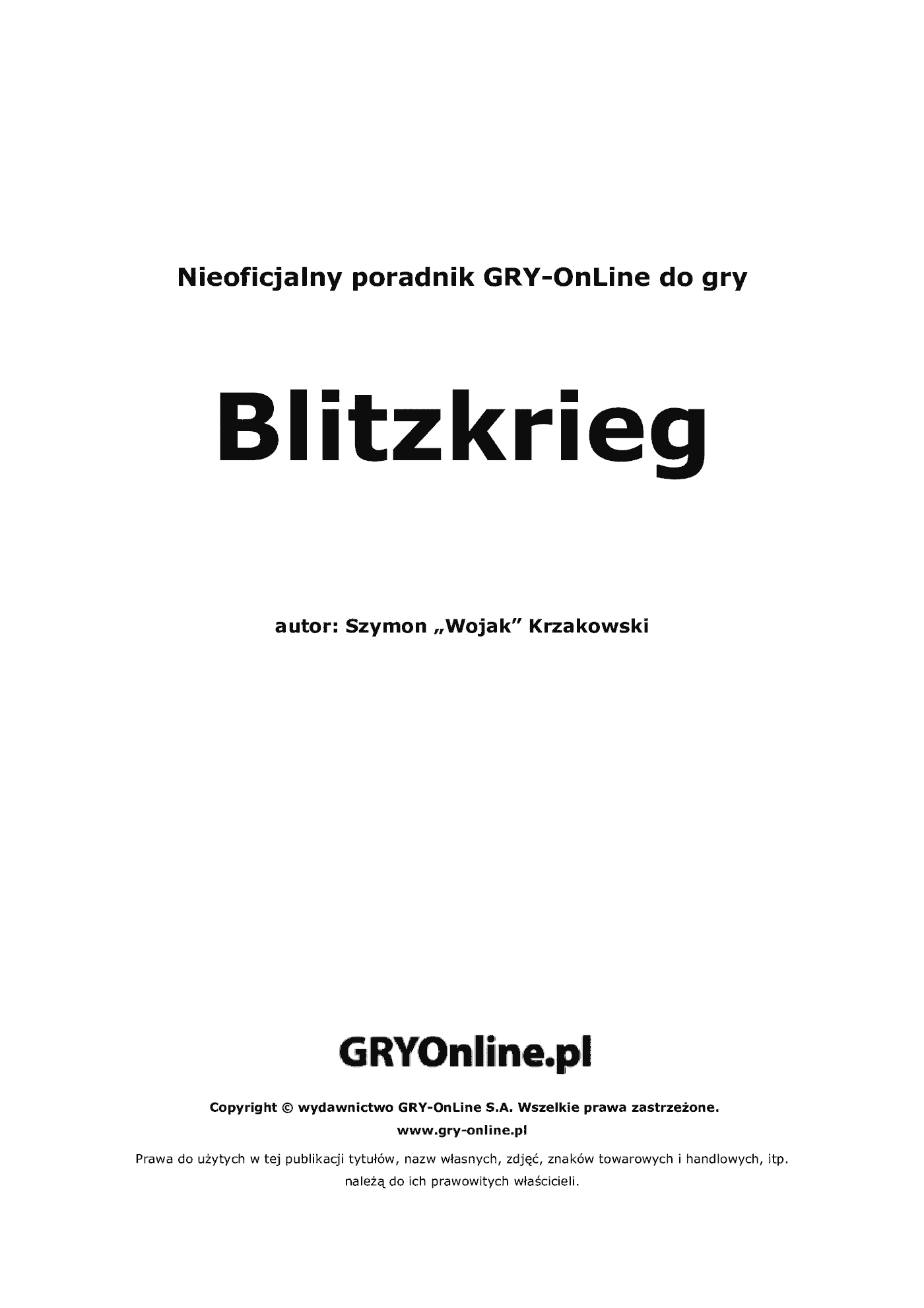 Fragment „Blitzkrieg - poradnik do gry” — strona 2 z 8