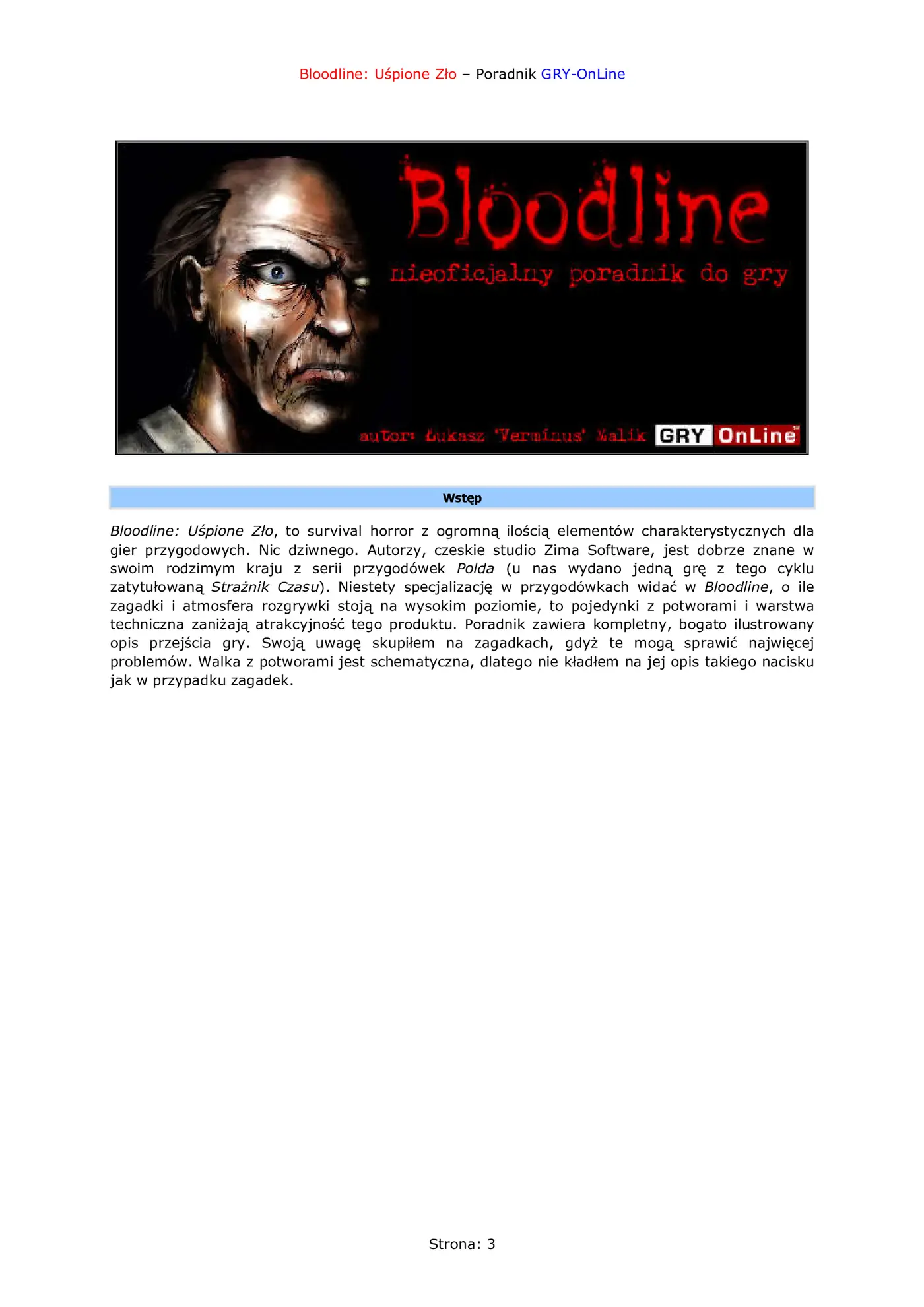 Fragment „Bloodline: Uśpione zło - poradnik do gry” — strona 4 z 8