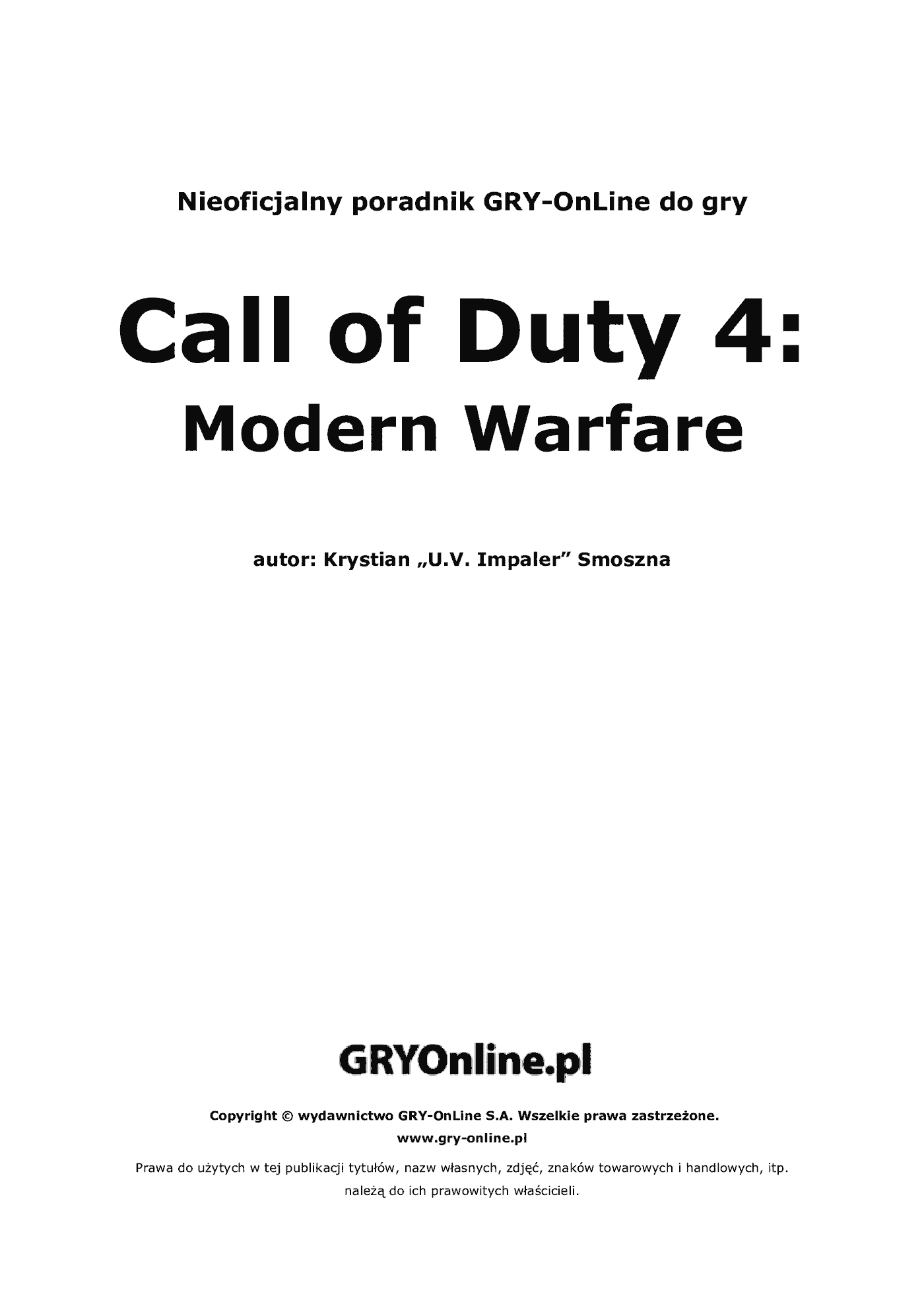 Fragment „Call of Duty 4: Modern Warfare - poradnik do gry” — strona 2 z 8