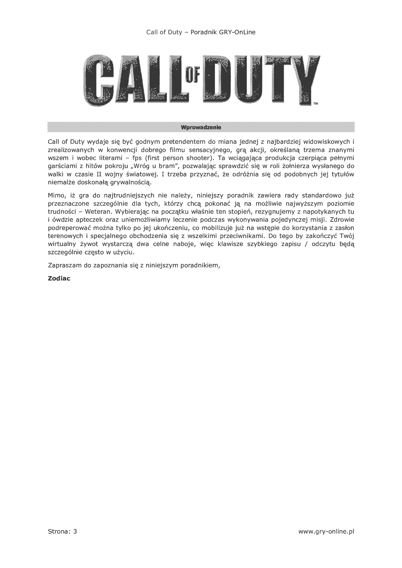Fragment „Call of Duty - poradnik do gry” — strona 4 z 8
