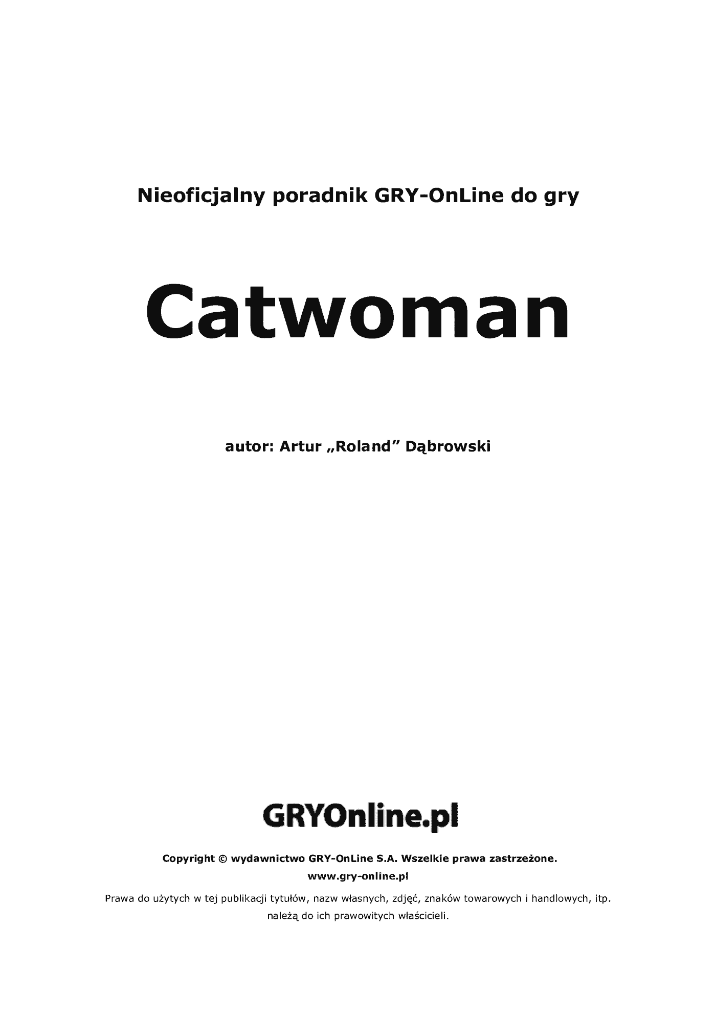 Fragment „Catwoman - poradnik do gry” — strona 2 z 8