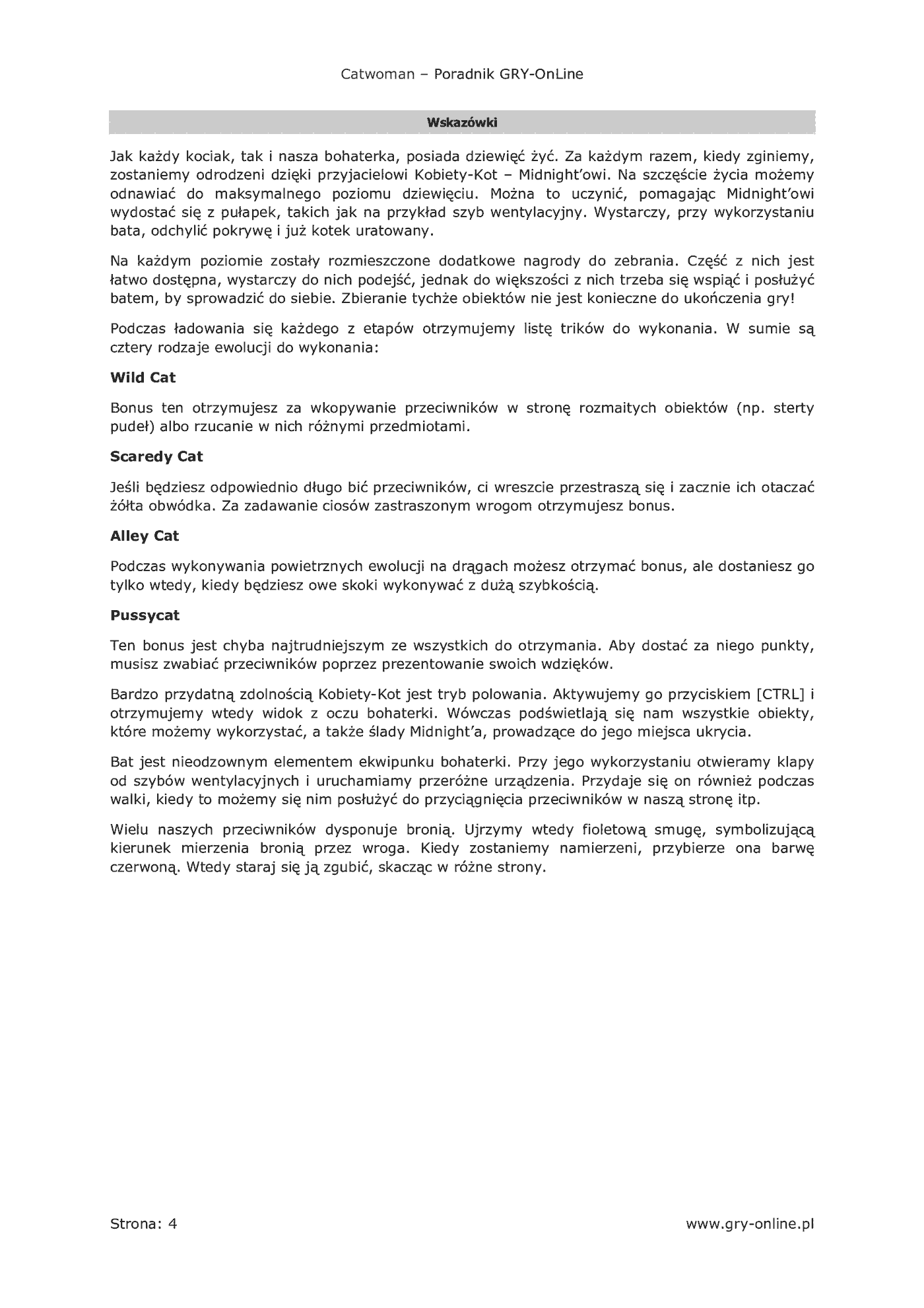 Fragment „Catwoman - poradnik do gry” — strona 5 z 8