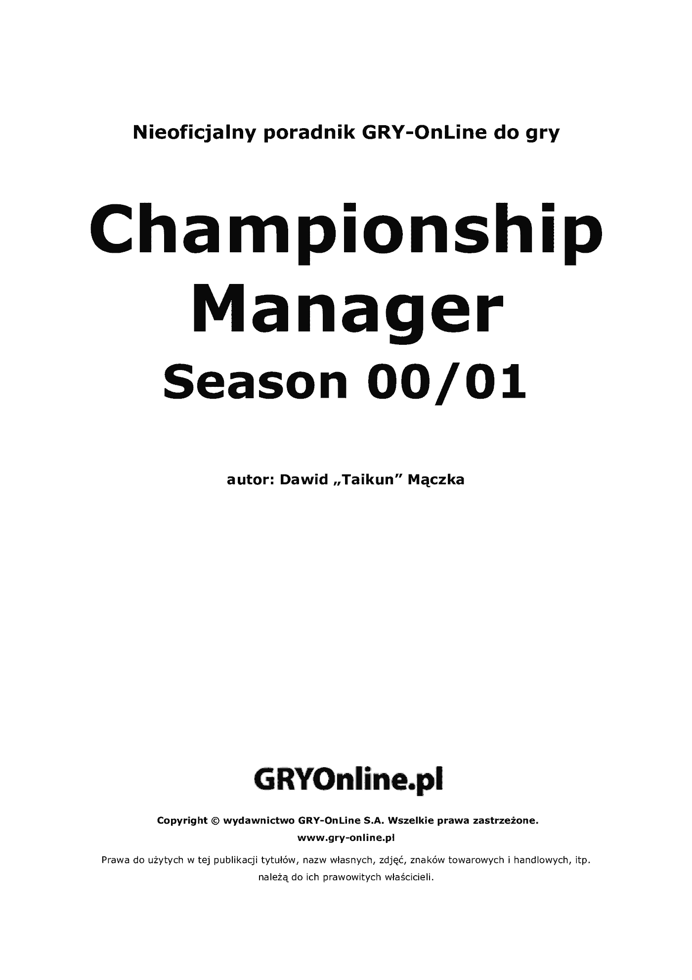 Fragment „Championship Manager 2000/2001 - poradnik do gry” — strona 2 z 8