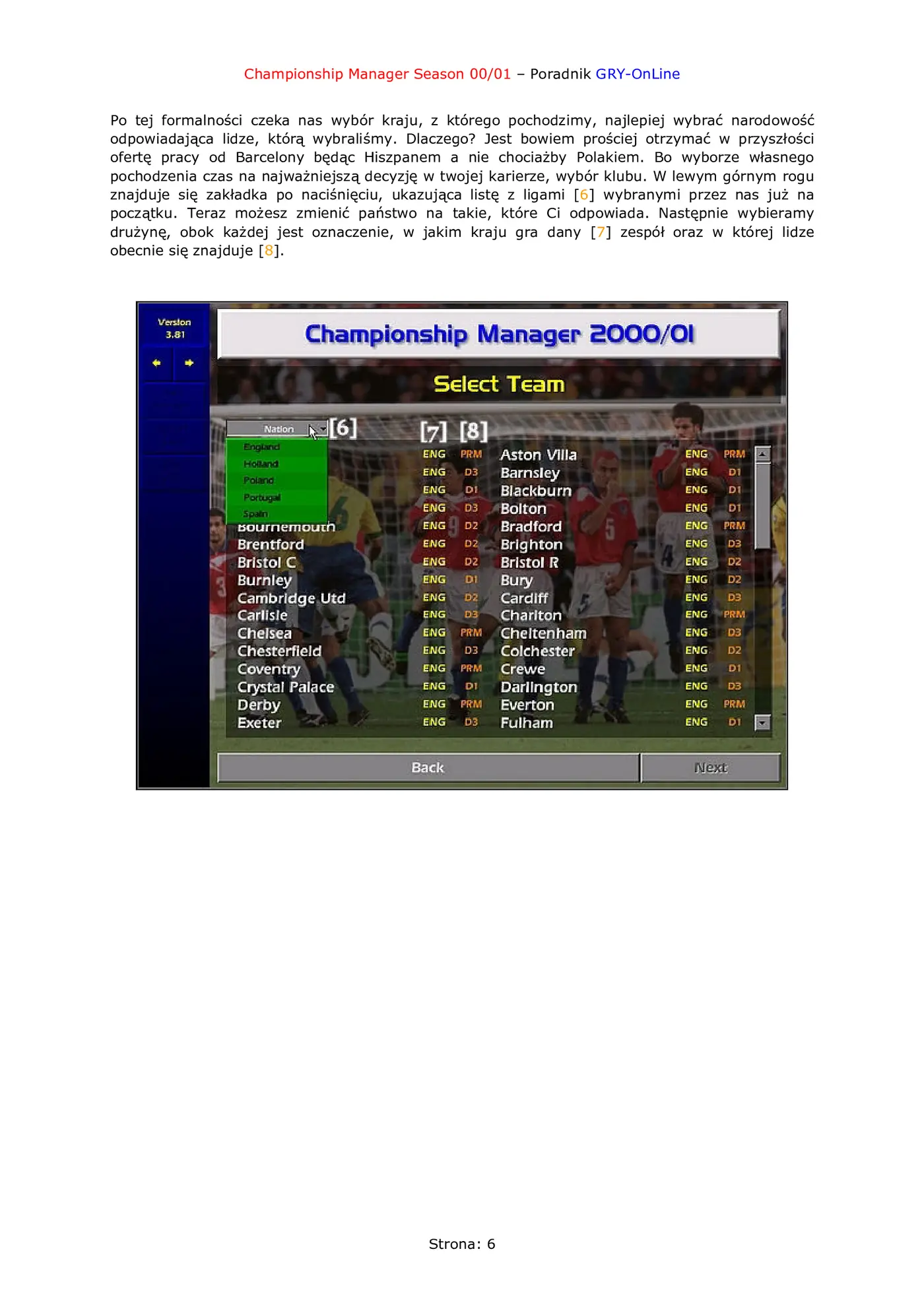 Fragment „Championship Manager 2000/2001 - poradnik do gry” — strona 7 z 8