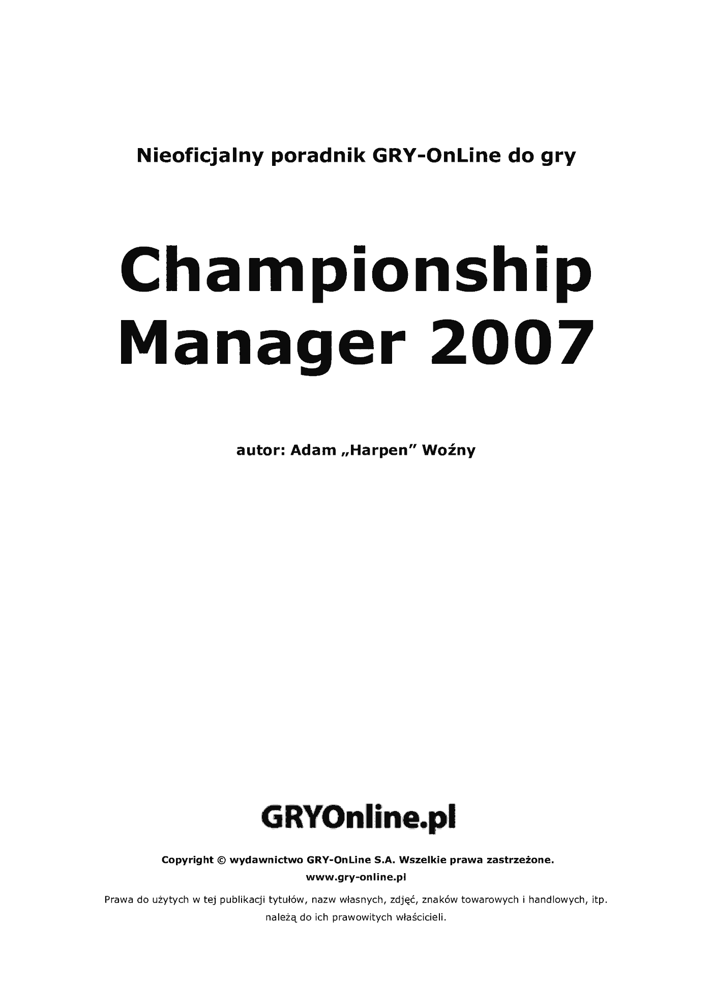 Fragment „Championship Manager 2007 - poradnik do gry” — strona 2 z 8