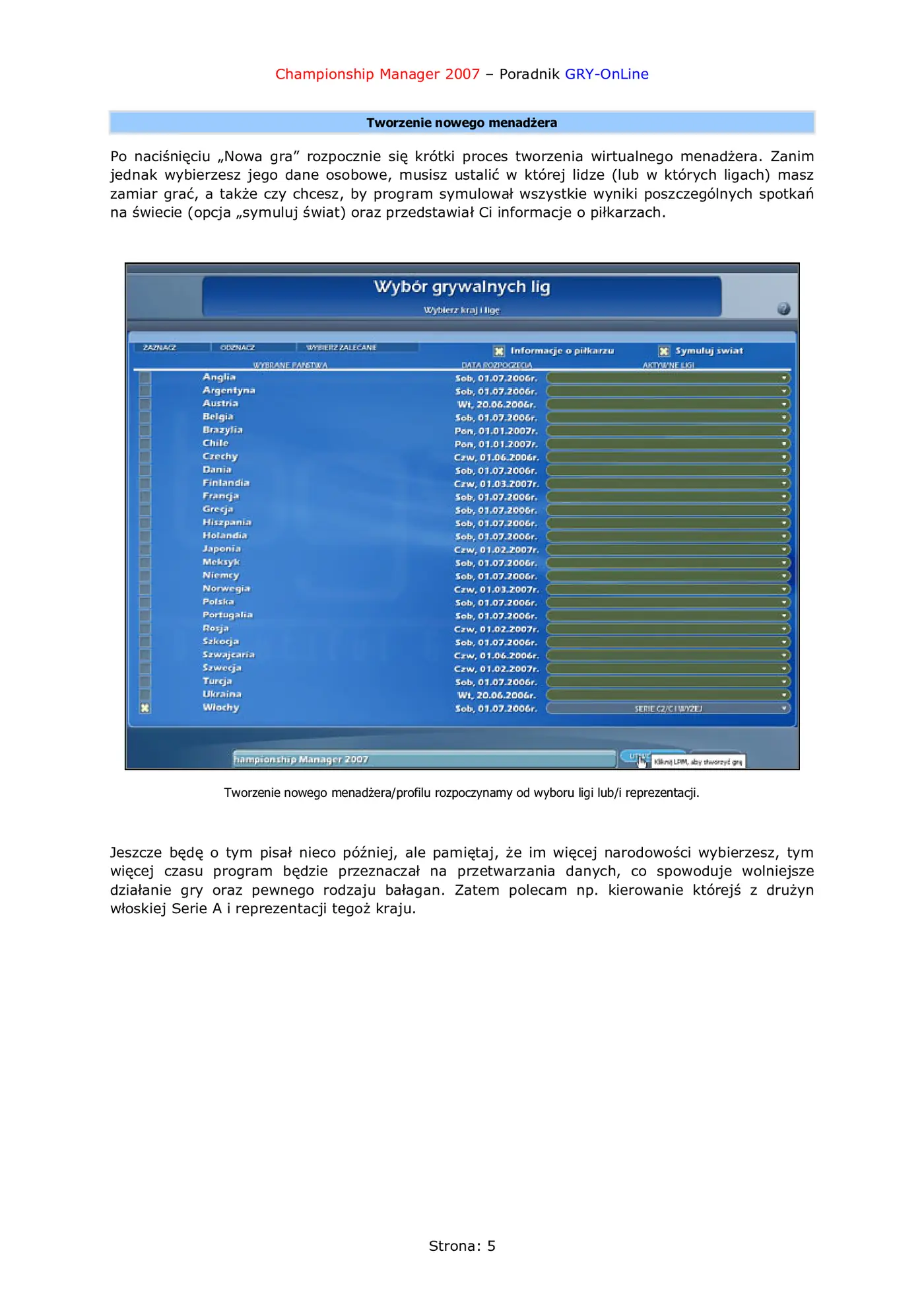 Fragment „Championship Manager 2007 - poradnik do gry” — strona 6 z 8