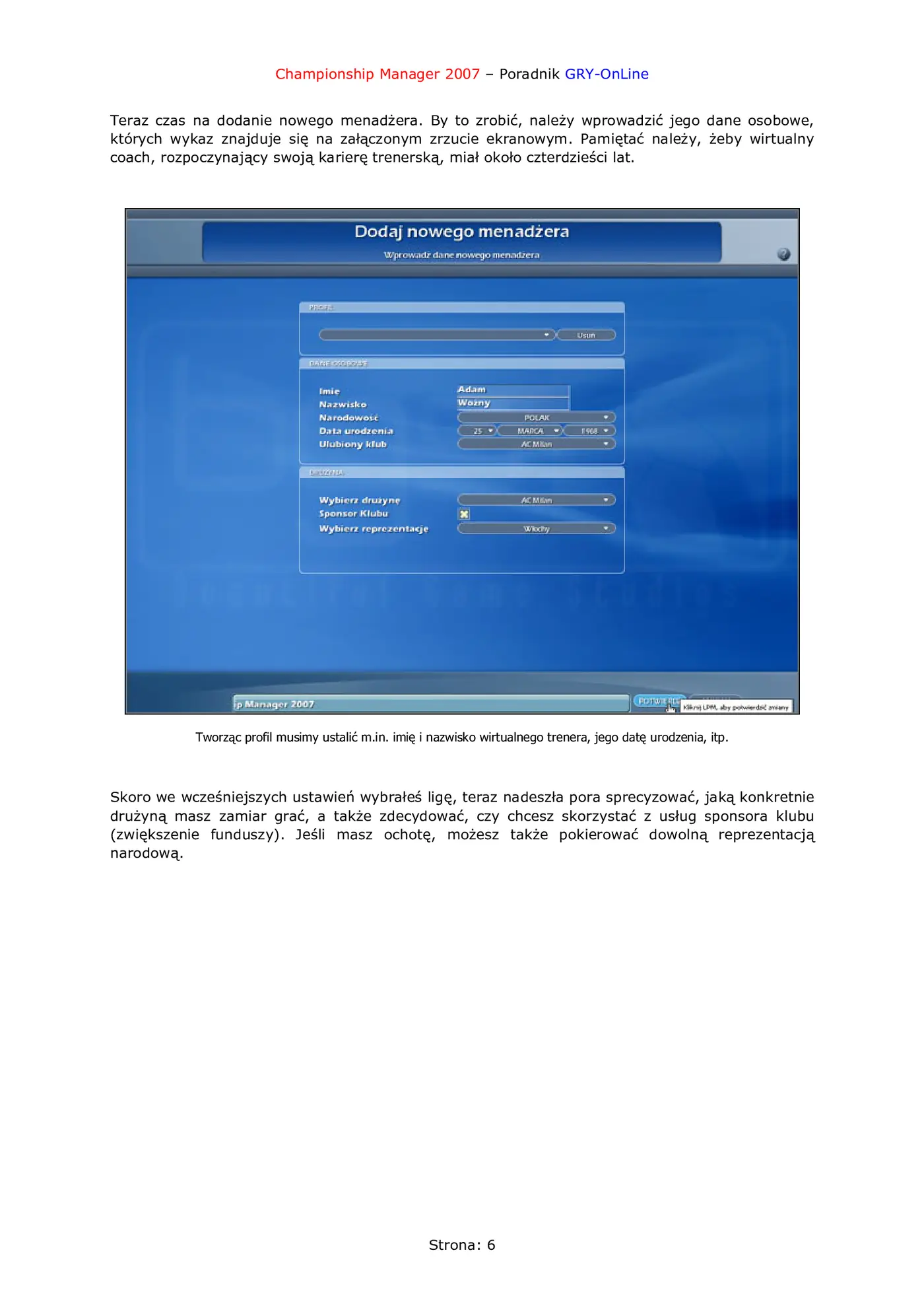 Fragment „Championship Manager 2007 - poradnik do gry” — strona 7 z 8