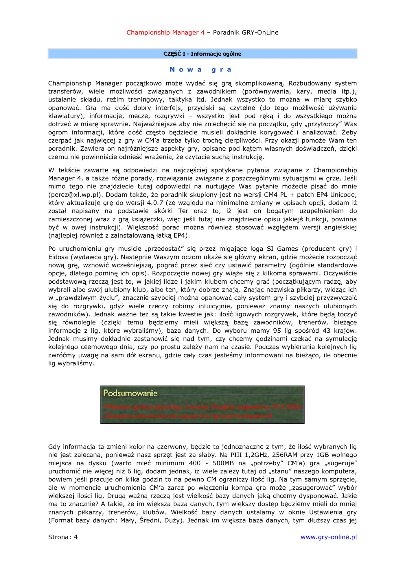 Fragment „Championship Manager 4 - poradnik do gry” — strona 5 z 8