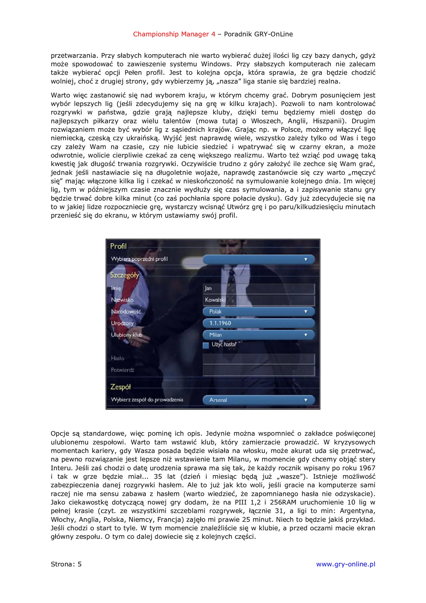 Fragment „Championship Manager 4 - poradnik do gry” — strona 6 z 8