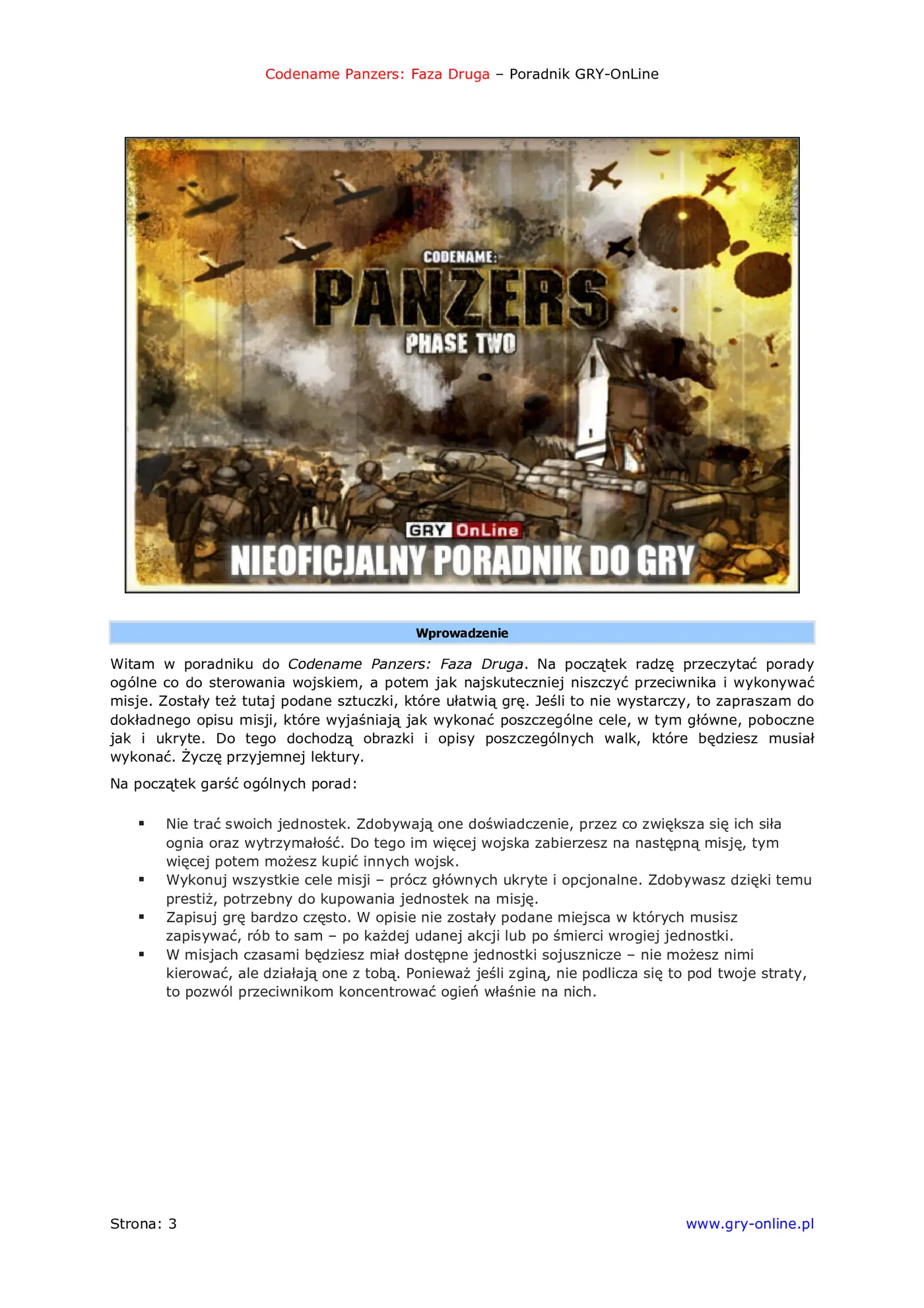 Fragment „Codename: Panzers - Faza Druga - poradnik do gry” — strona 4 z 8