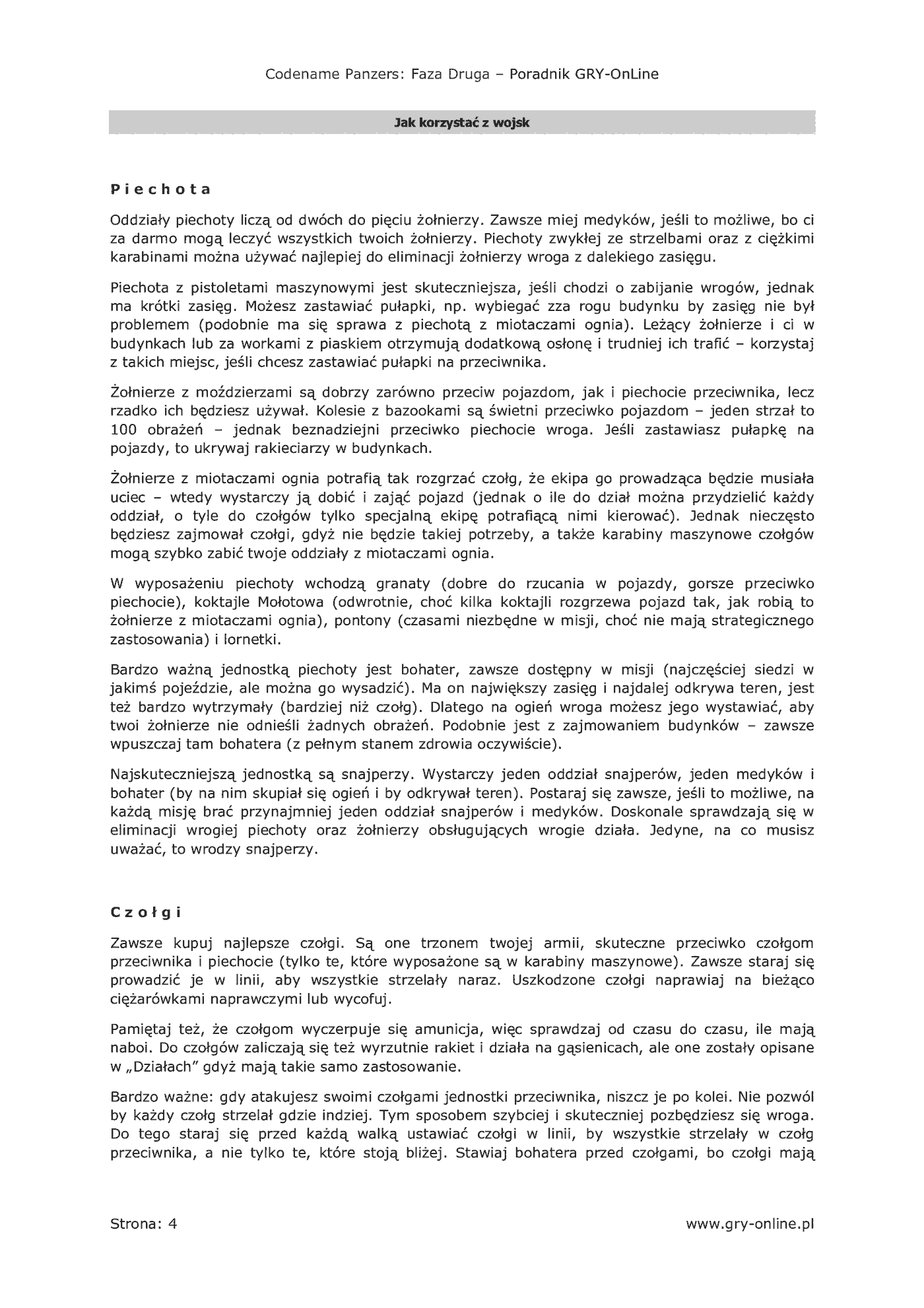 Fragment „Codename: Panzers - Faza Druga - poradnik do gry” — strona 5 z 8