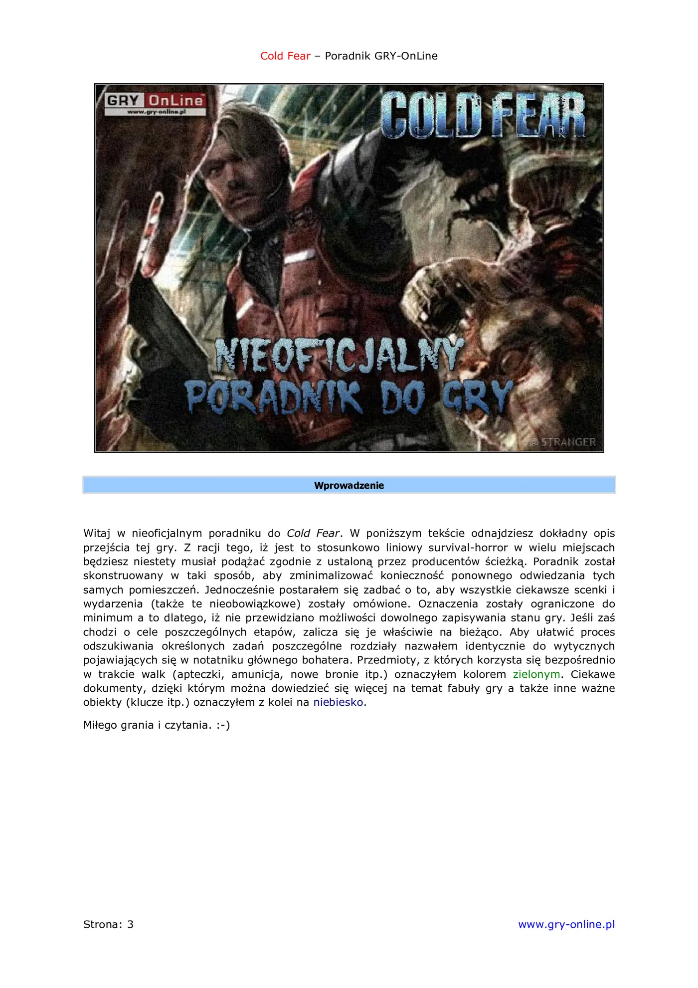 Fragment „Cold Fear - poradnik do gry” — strona 4 z 8