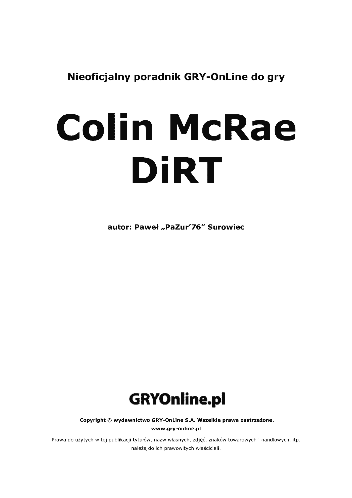 Fragment „Colin McRae: DiRT - poradnik do gry” — strona 2 z 8