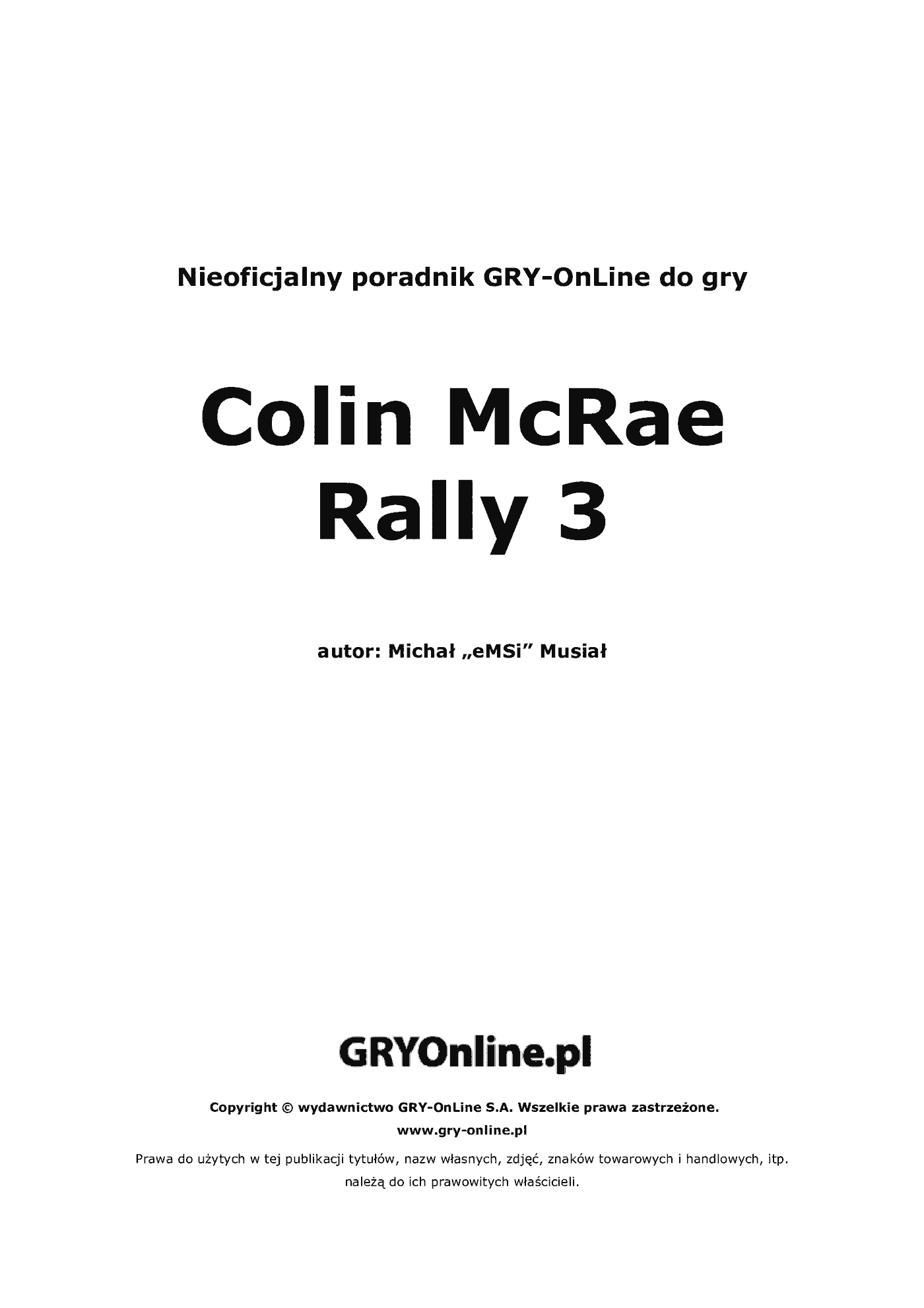 Fragment „Colin McRae Rally 3 - poradnik do gry” — strona 2 z 8