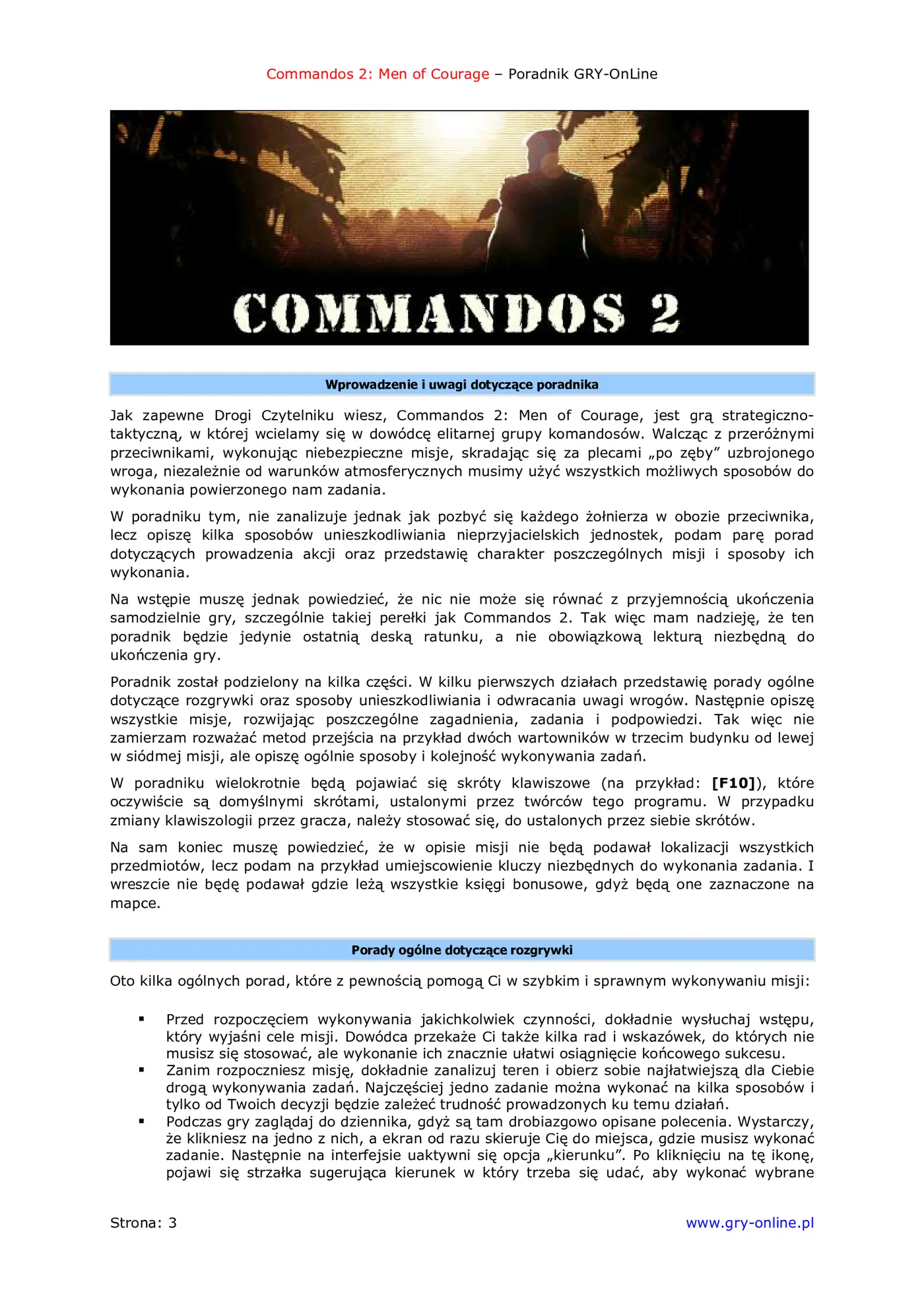 Fragment „Commandos 2: Ludzie odwagi - poradnik do gry” — strona 4 z 8