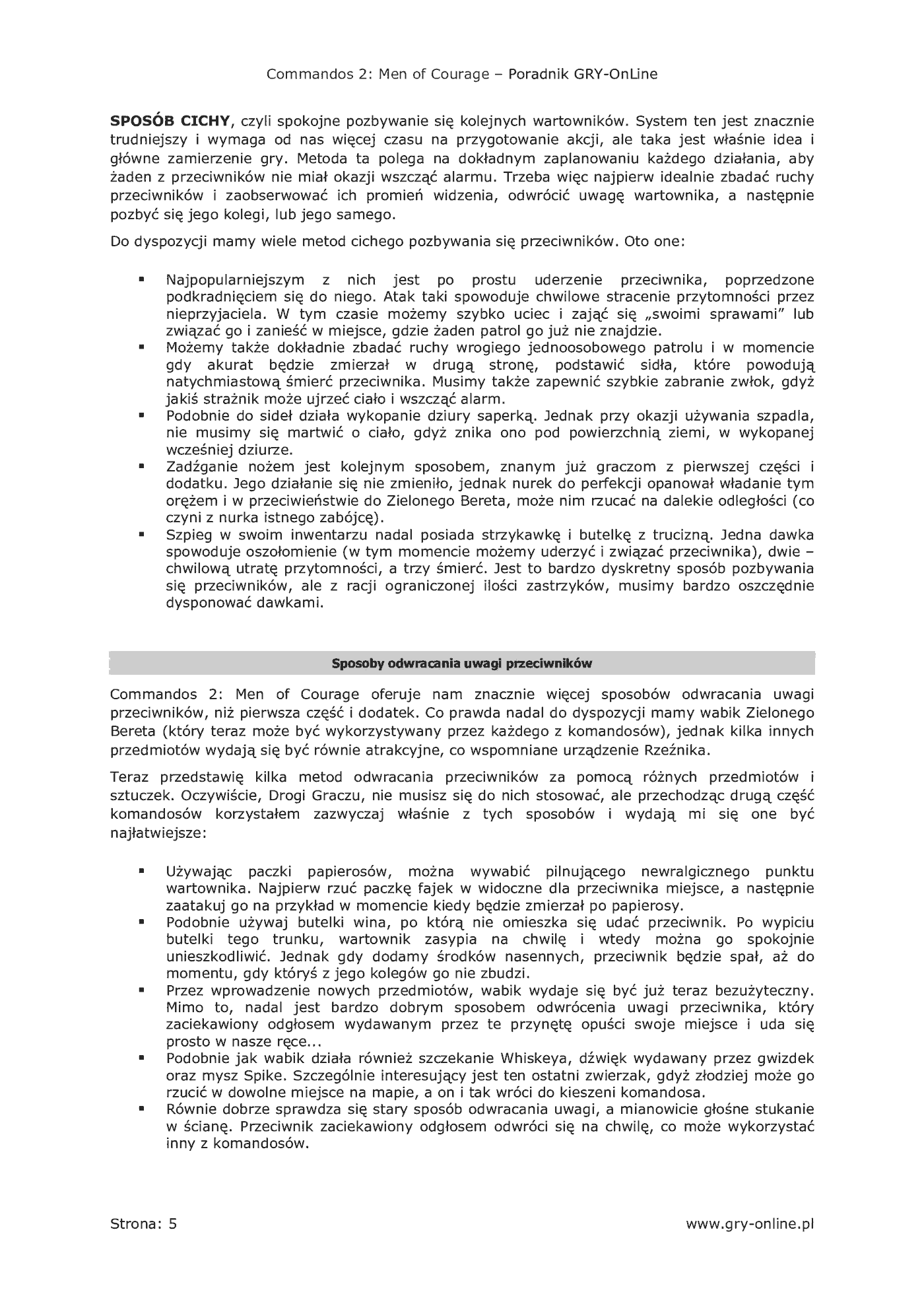 Fragment „Commandos 2: Ludzie odwagi - poradnik do gry” — strona 6 z 8