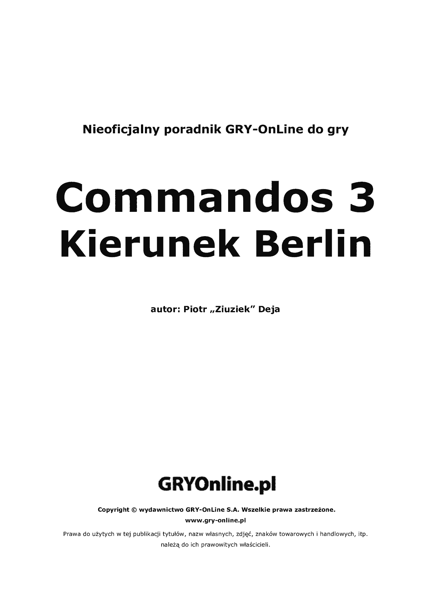 Fragment „Commandos 3: Kierunek Berlin - poradnik do gry” — strona 2 z 8