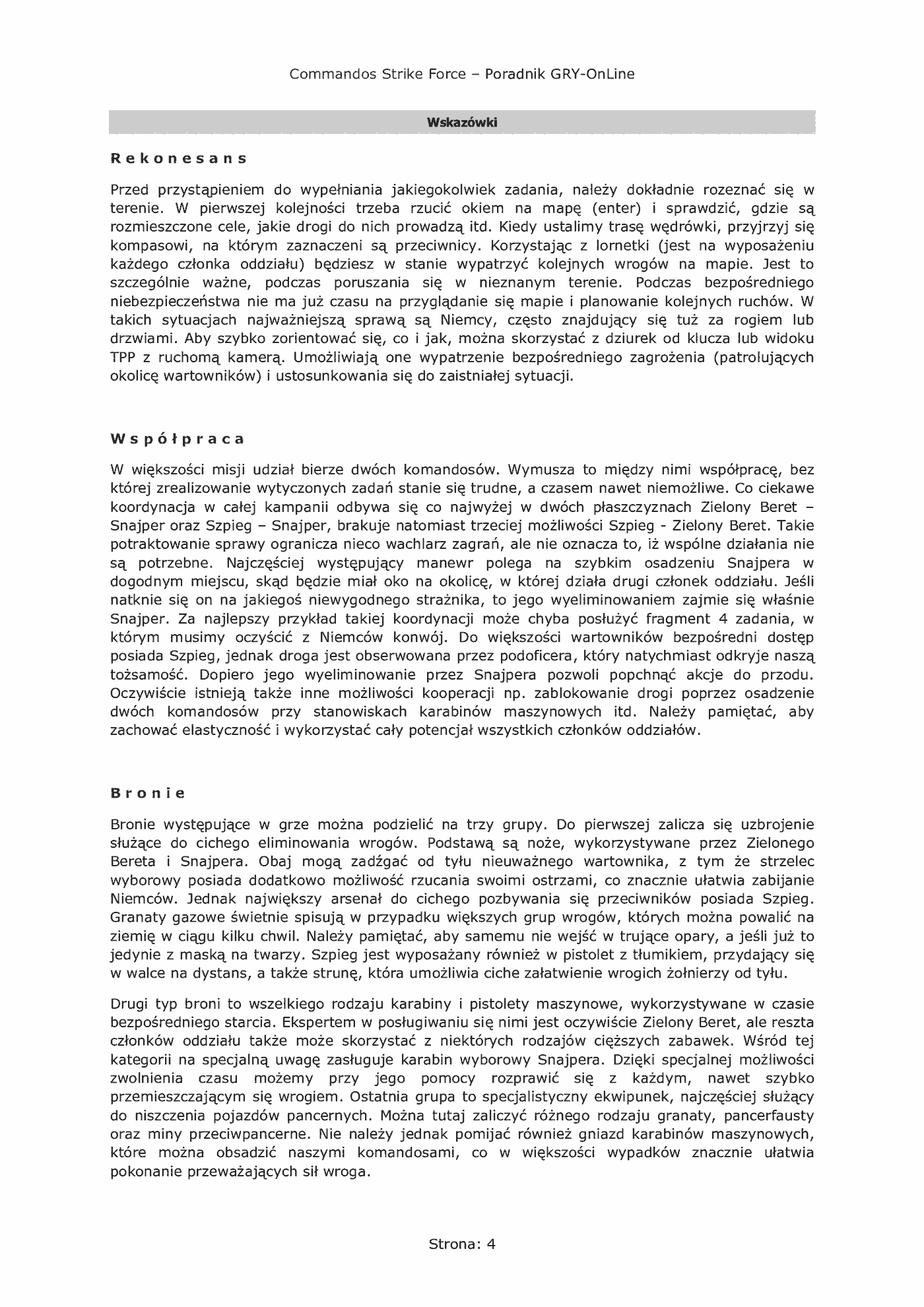 Fragment „Commandos: Strike Force - poradnik do gry” — strona 5 z 8