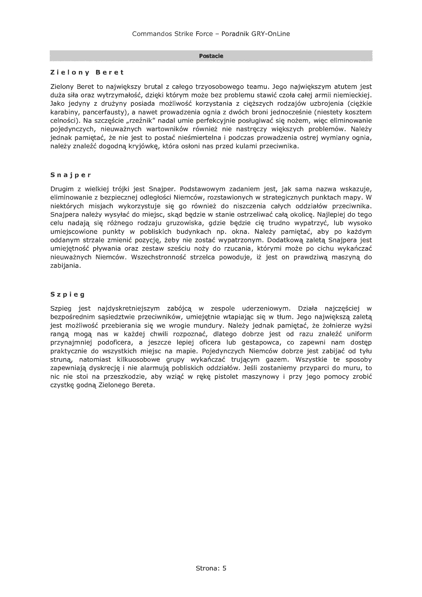 Fragment „Commandos: Strike Force - poradnik do gry” — strona 6 z 8