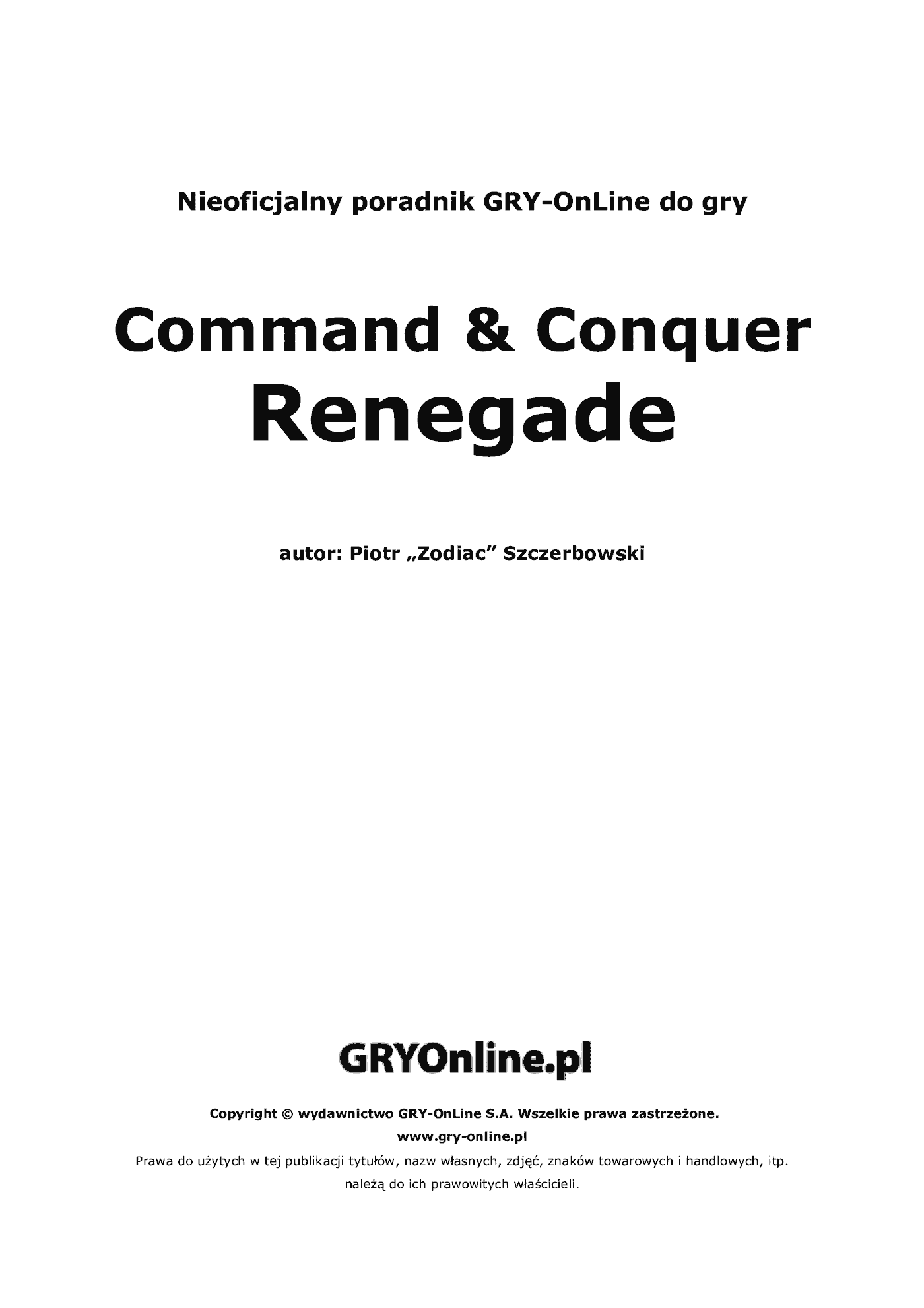 Fragment „Command Conquer: Renegade - poradnik do gry” — strona 2 z 8