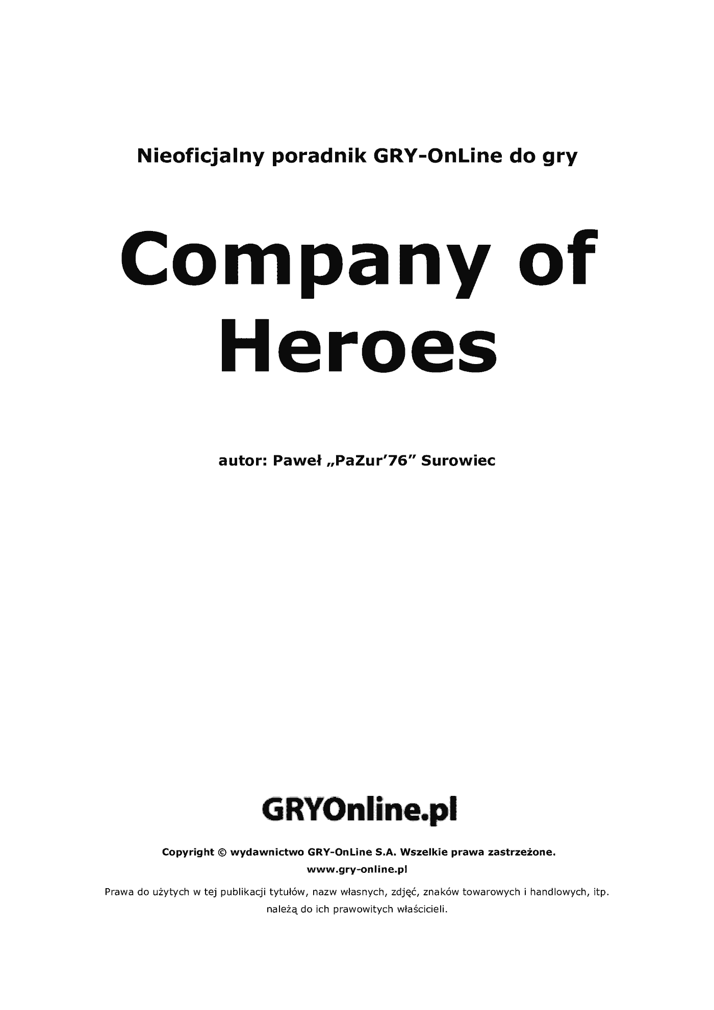 Fragment „Company of Heroes: Kompania Braci - poradnik do gry” — strona 2 z 8
