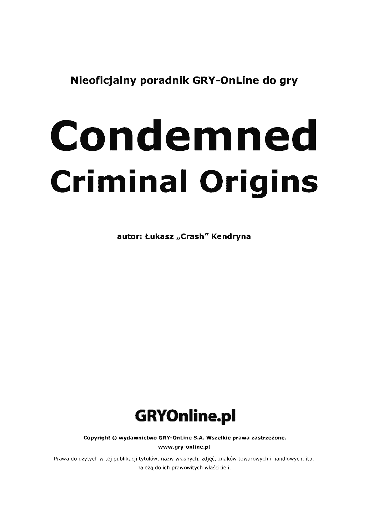 Fragment „Condemned: Criminal Origins - poradnik do gry” — strona 2 z 8