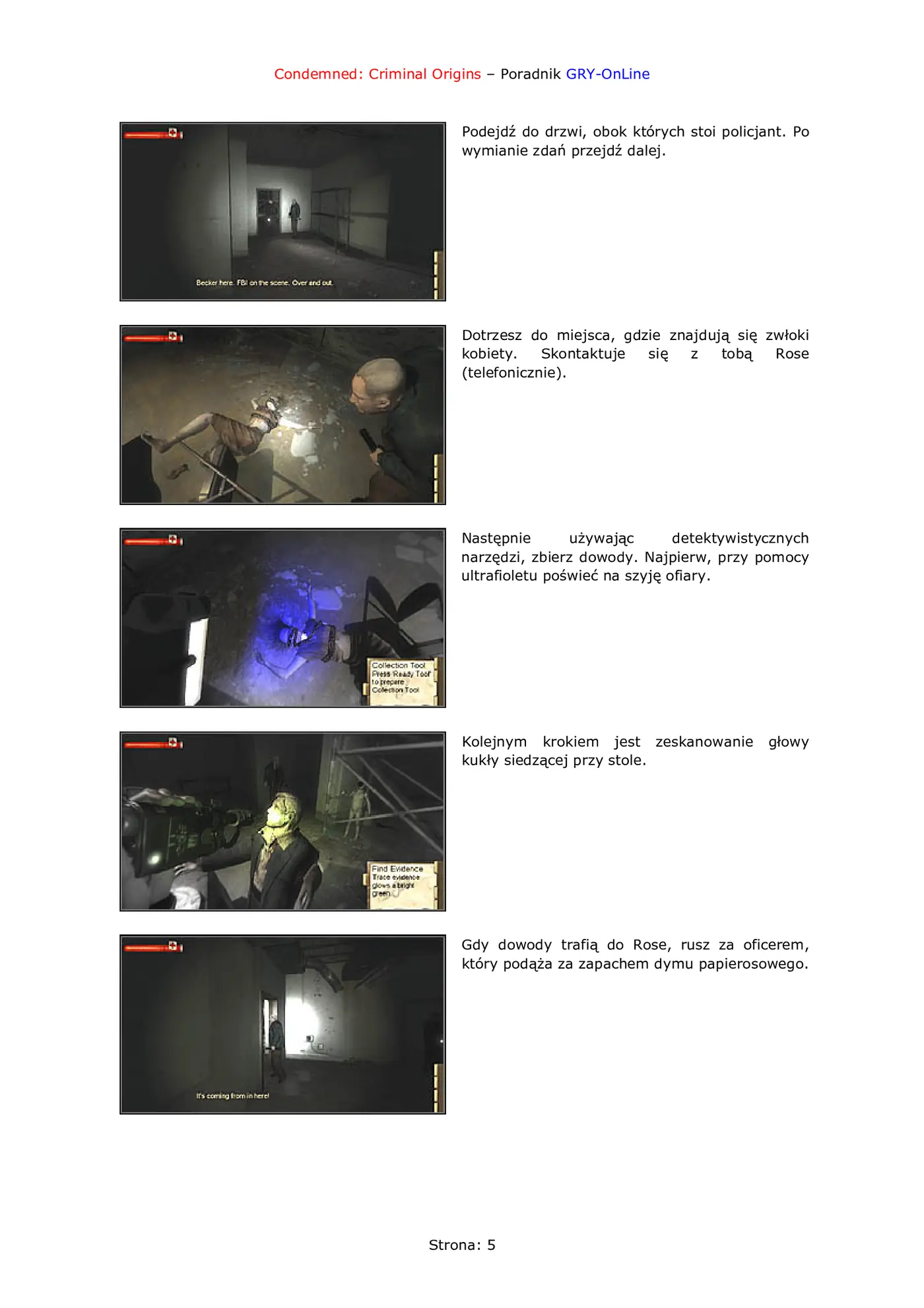 Fragment „Condemned: Criminal Origins - poradnik do gry” — strona 6 z 8