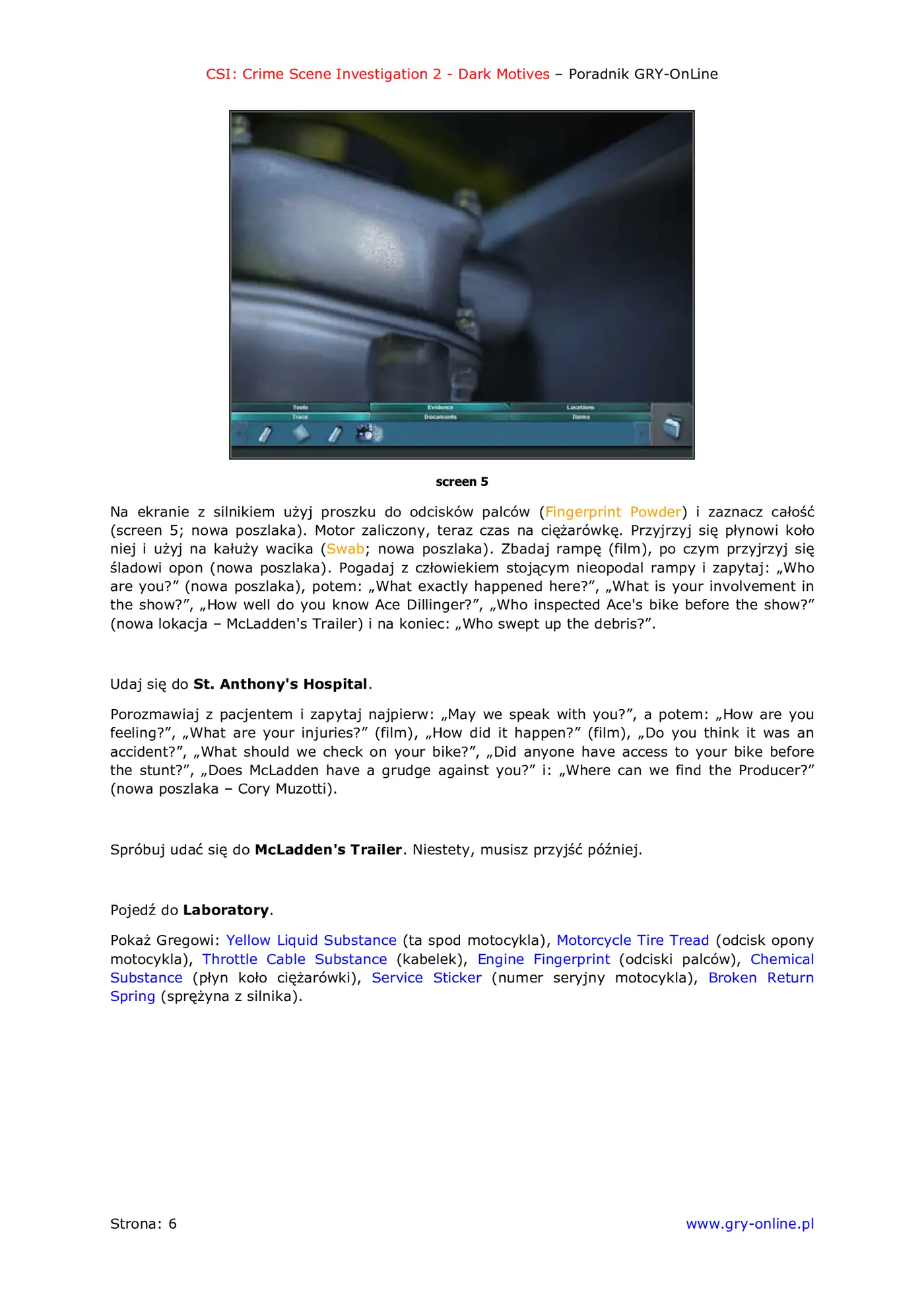 Fragment „CSI: Kryminalne Zagadki Las Vegas - Mroczne Motywy - poradnik do gry” — strona 7 z 8