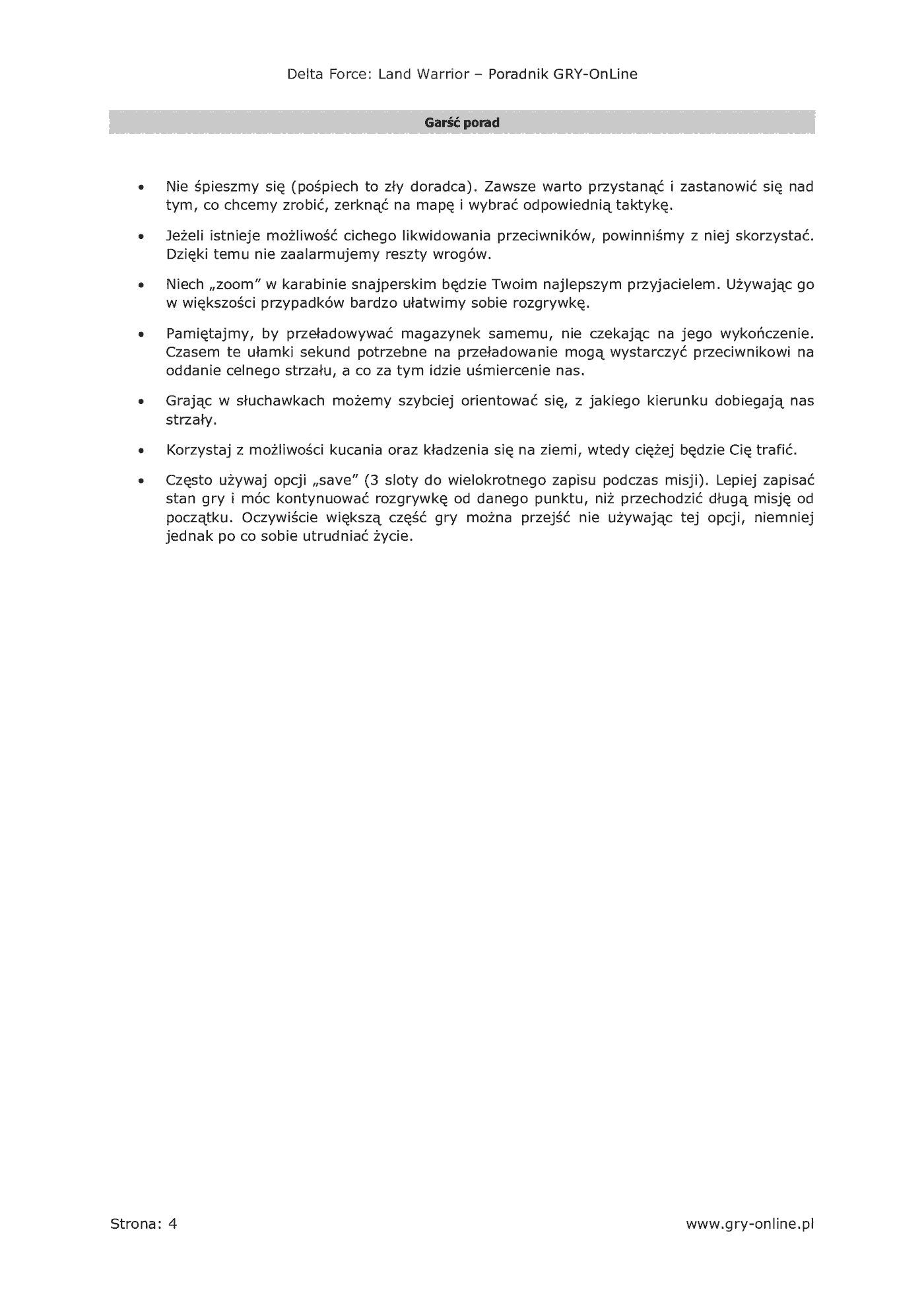 Fragment „Delta Force: Land Warrior - poradnik do gry” — strona 5 z 8