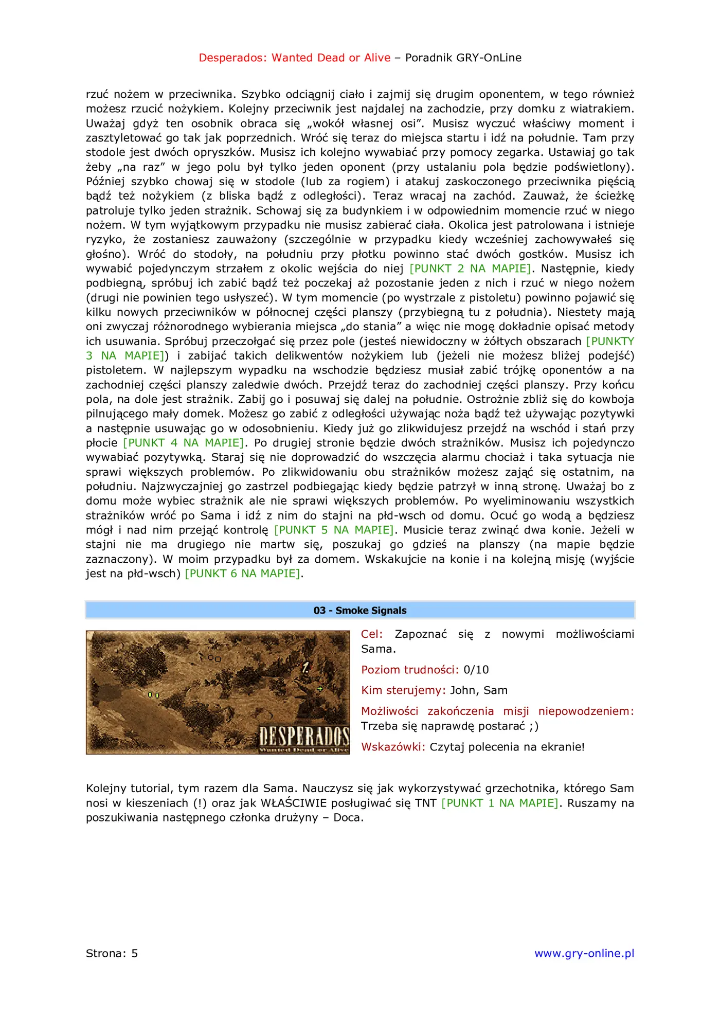 Fragment „Desperados: Wanted Dead or Alive - poradnik do gry” — strona 6 z 8