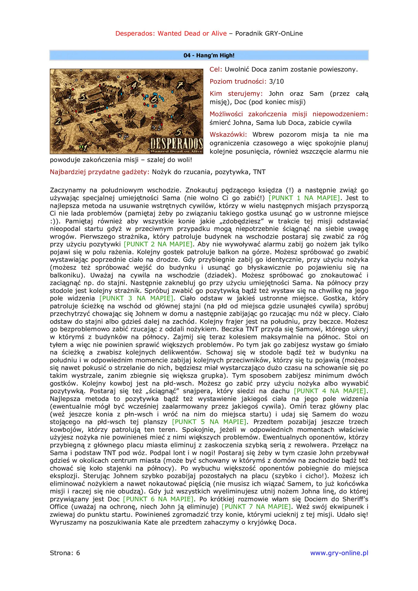 Fragment „Desperados: Wanted Dead or Alive - poradnik do gry” — strona 7 z 8