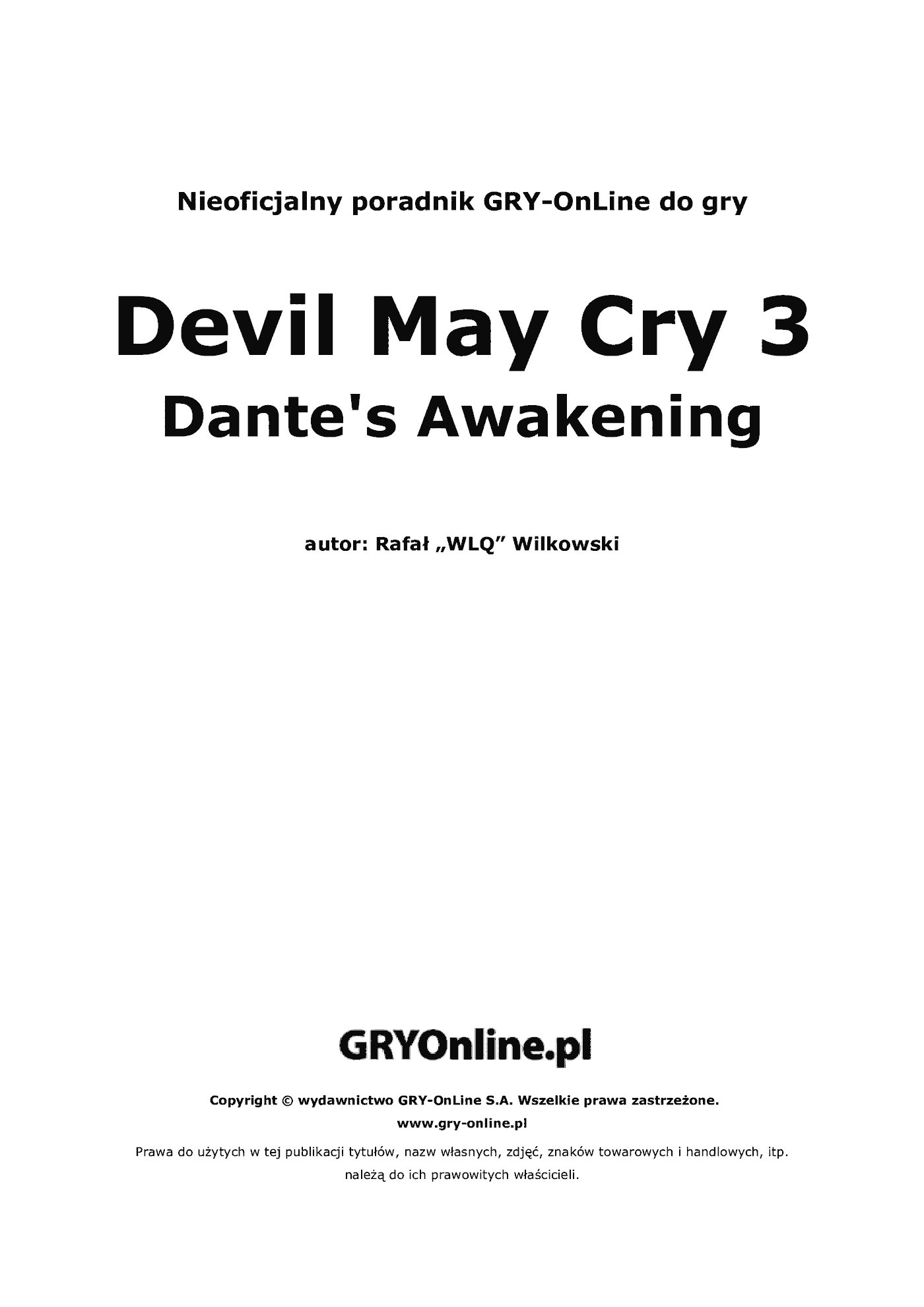 Fragment „Devil May Cry 3: Dante's Awakening - Edycja Specjalna - poradnik do gry” — strona 2 z 8