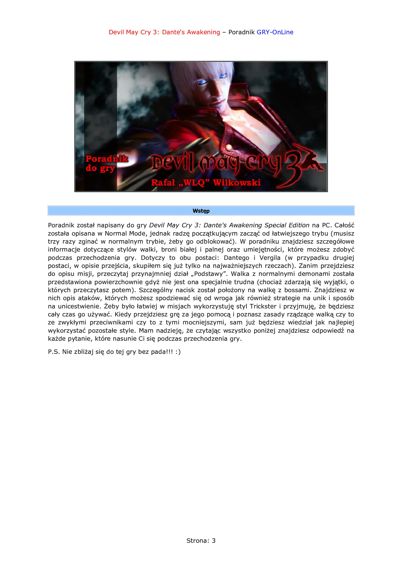 Fragment „Devil May Cry 3: Dante's Awakening - Edycja Specjalna - poradnik do gry” — strona 4 z 8