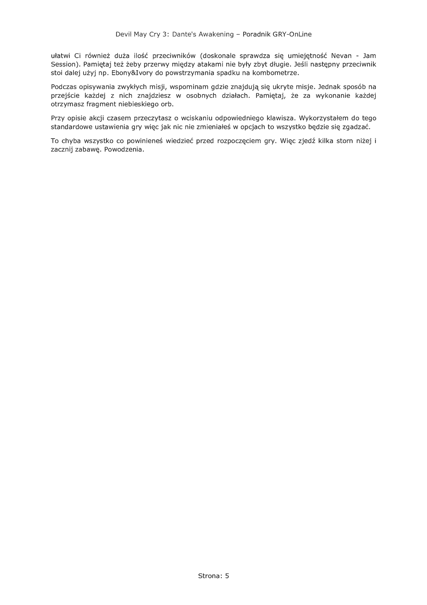 Fragment „Devil May Cry 3: Dante's Awakening - Edycja Specjalna - poradnik do gry” — strona 6 z 8