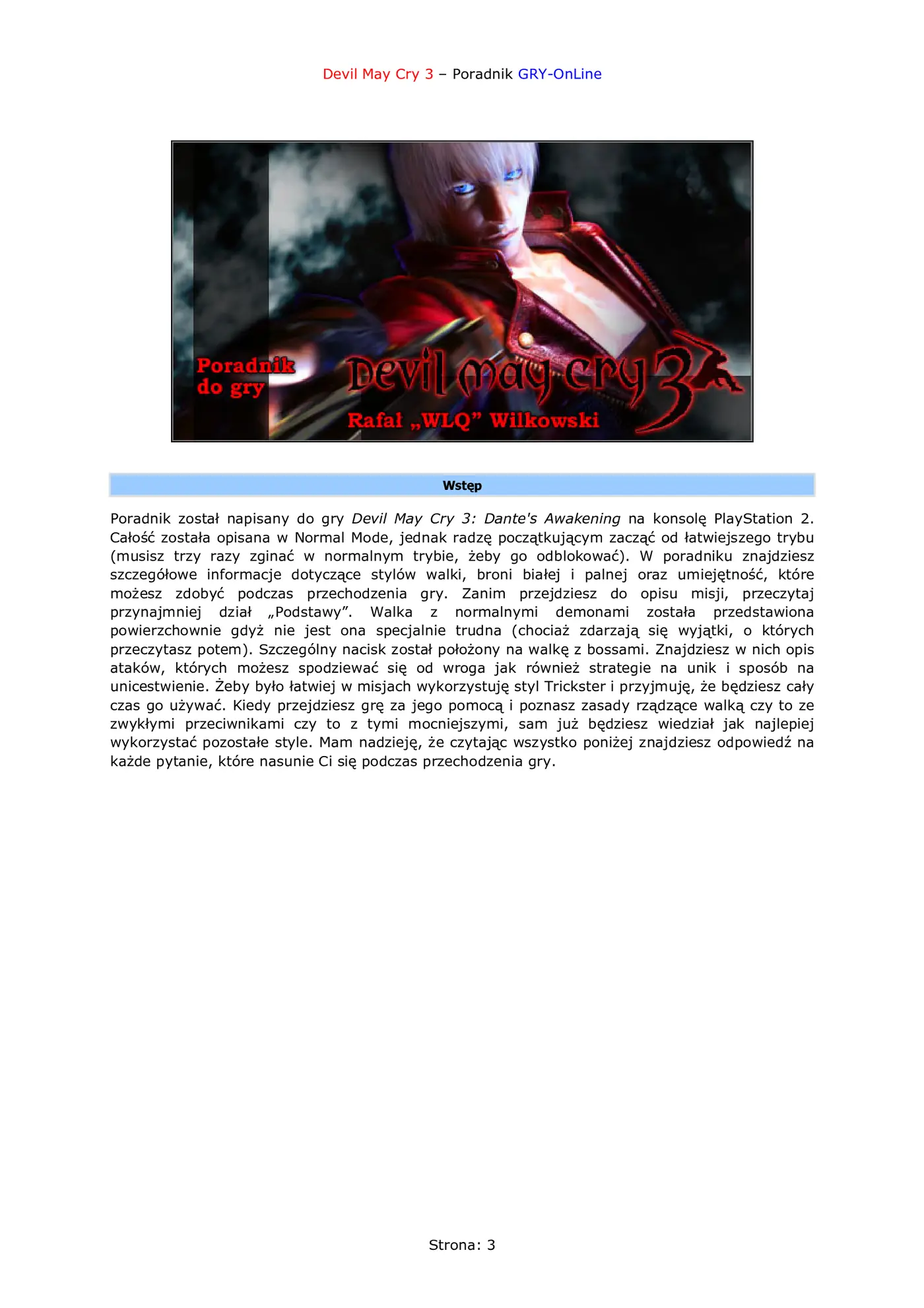 Fragment „Devil May Cry 3: Dante's Awakening - poradnik do gry” — strona 4 z 8