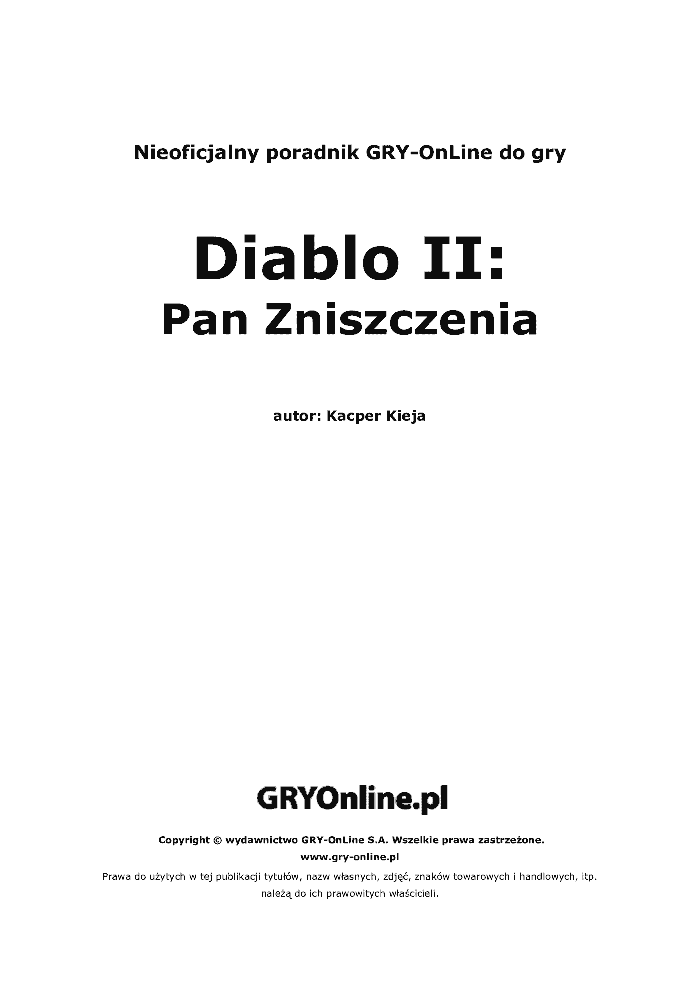 Fragment „Diablo II: Pan Zniszczenia - poradnik do gry” — strona 2 z 8