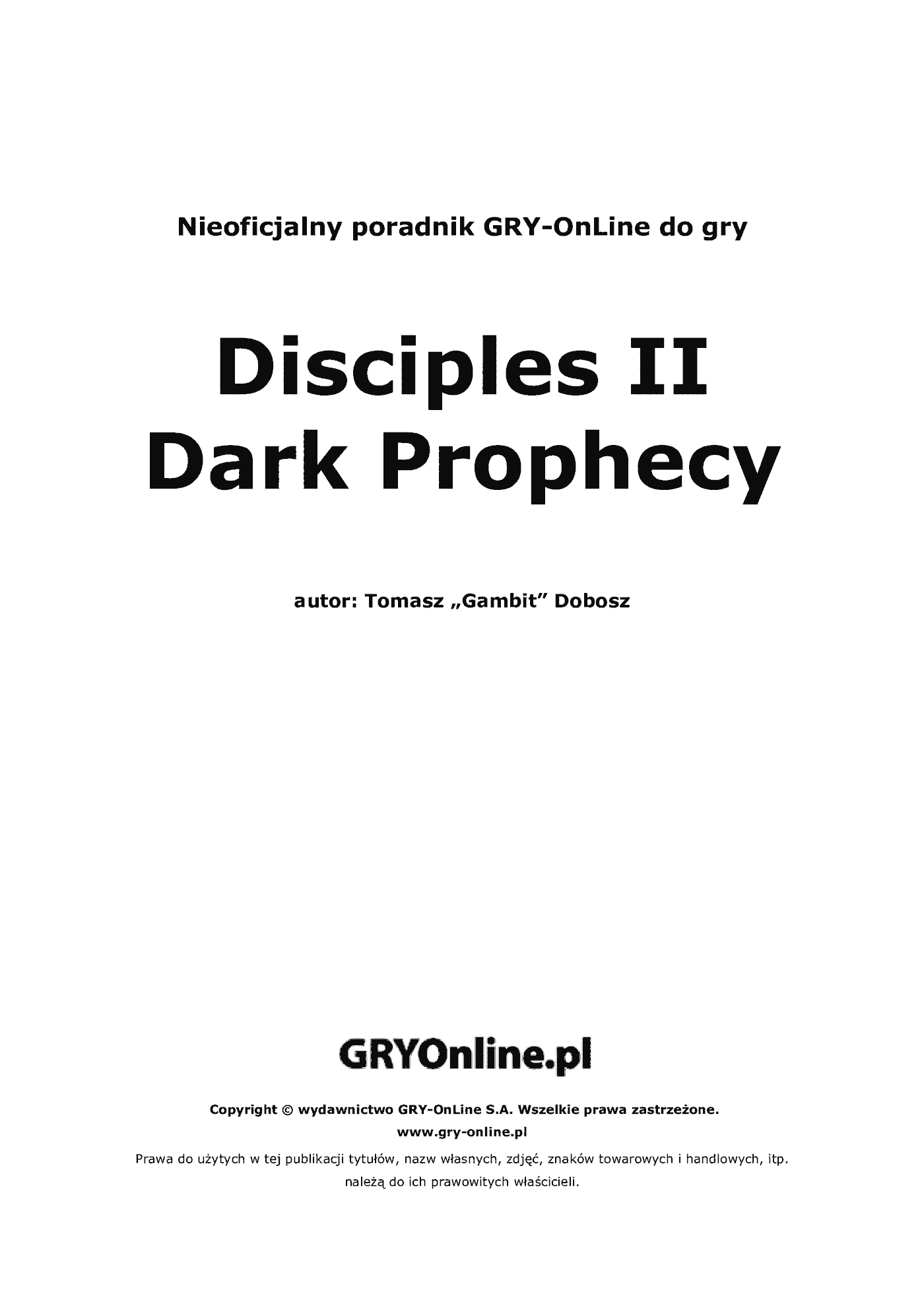 Fragment „Disciples II: Mroczne Proroctwo - poradnik do gry” — strona 2 z 8