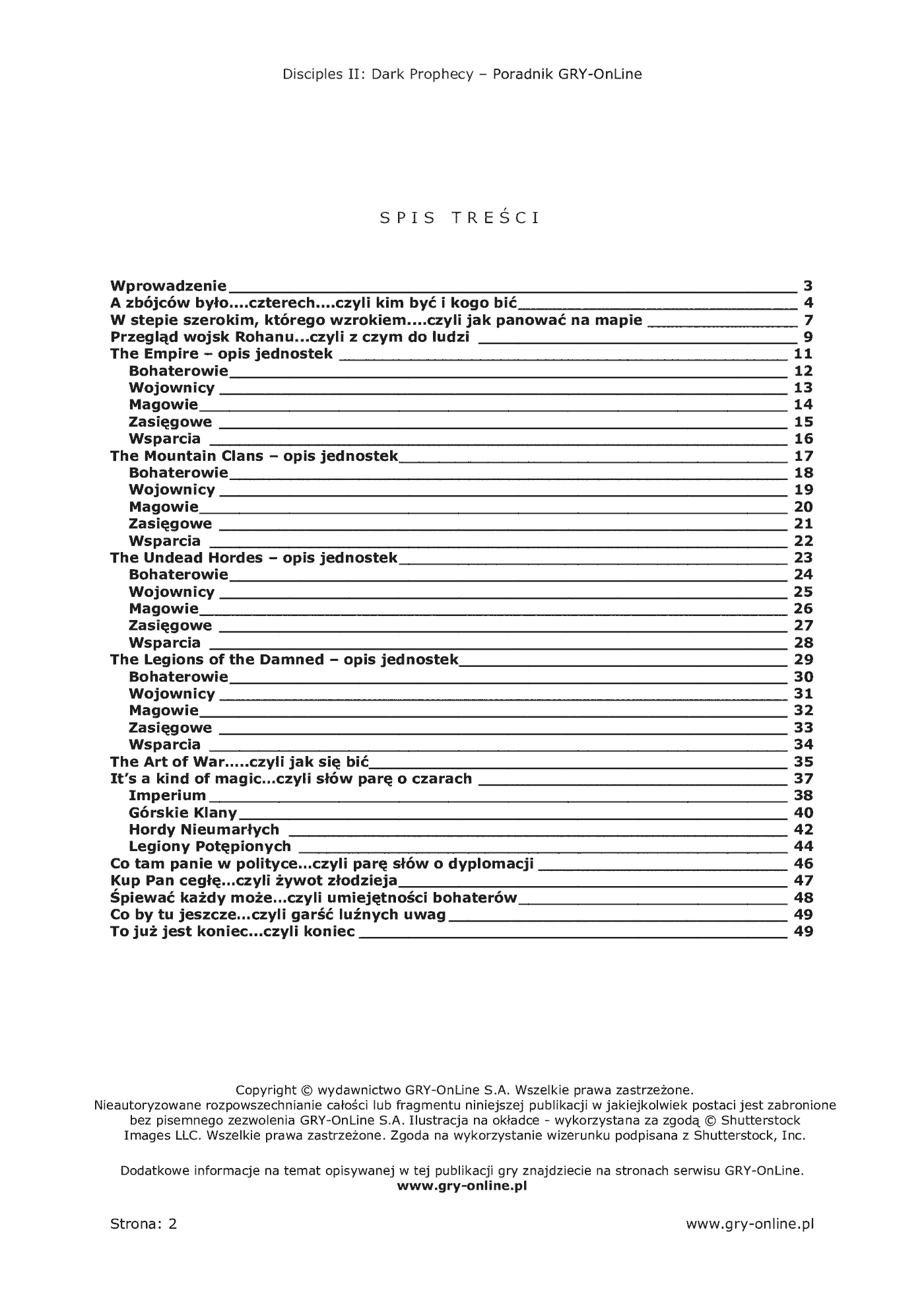 Fragment „Disciples II: Mroczne Proroctwo - poradnik do gry” — strona 3 z 8