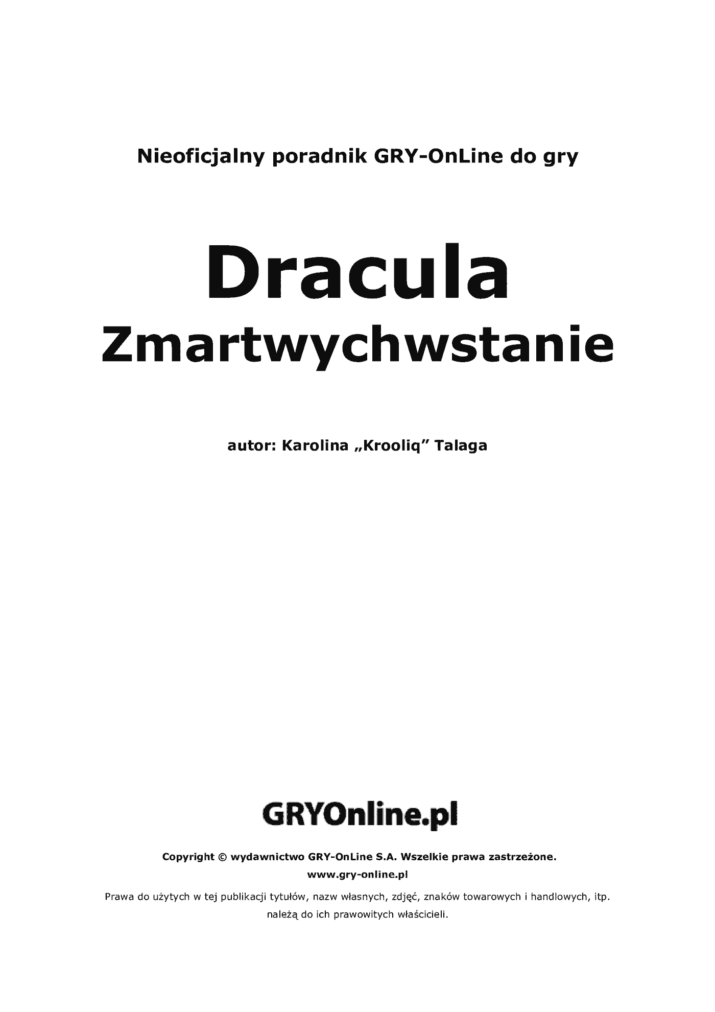 Fragment „Dracula: Zmartwychwstanie - poradnik do gry” — strona 2 z 8