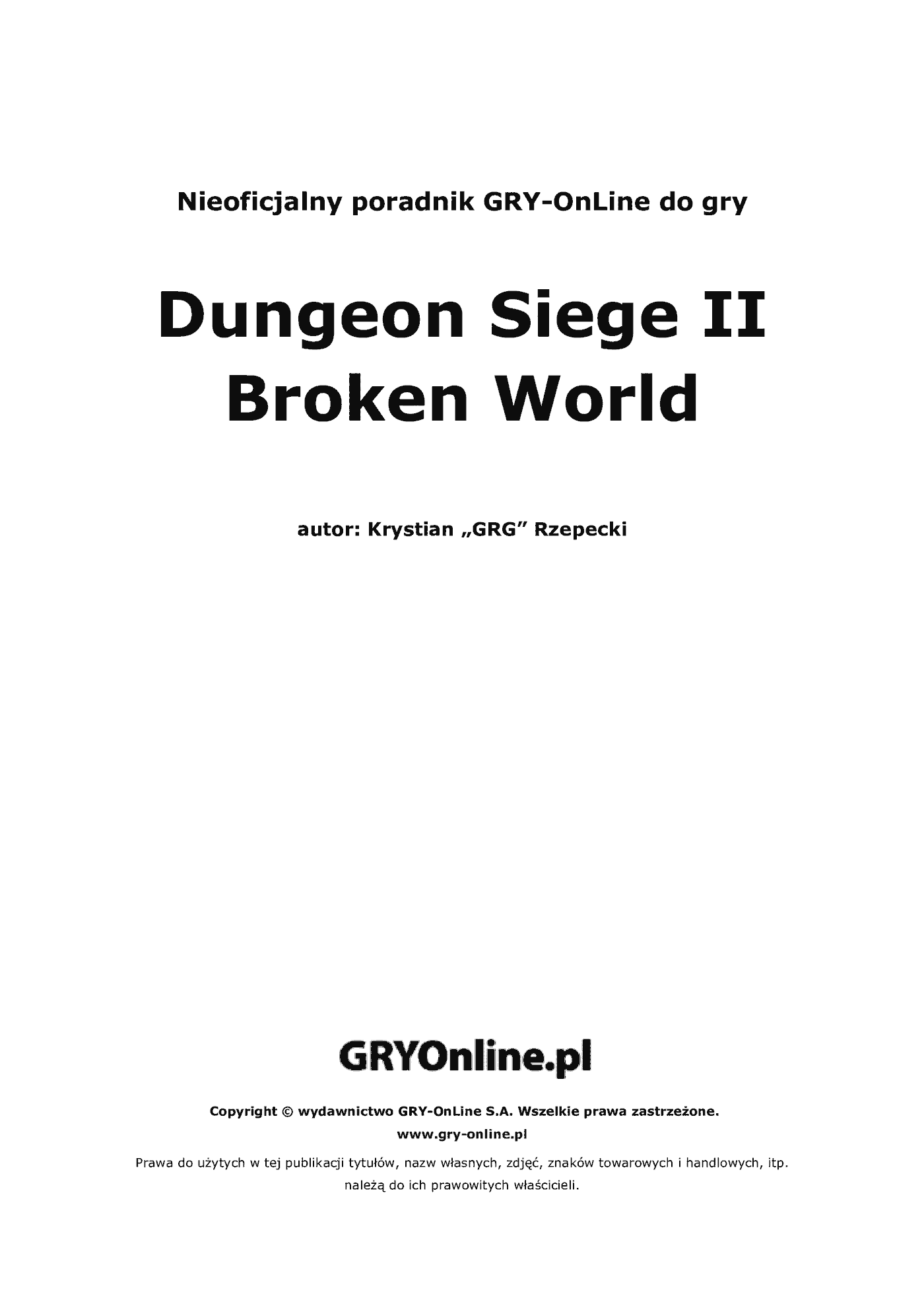 Fragment „Dungeon Siege II: Broken World - poradnik do gry” — strona 2 z 8