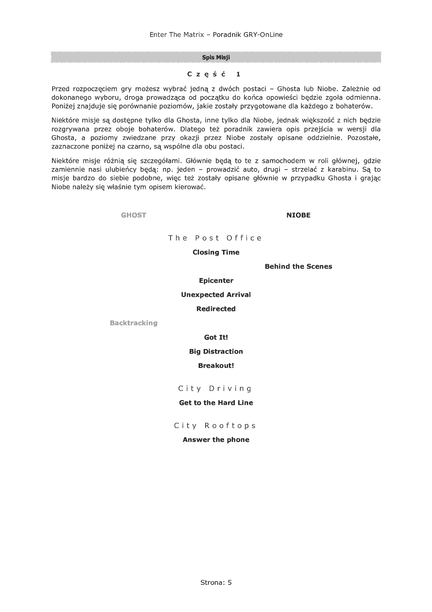 Fragment „Enter The Matrix - poradnik do gry” — strona 6 z 8