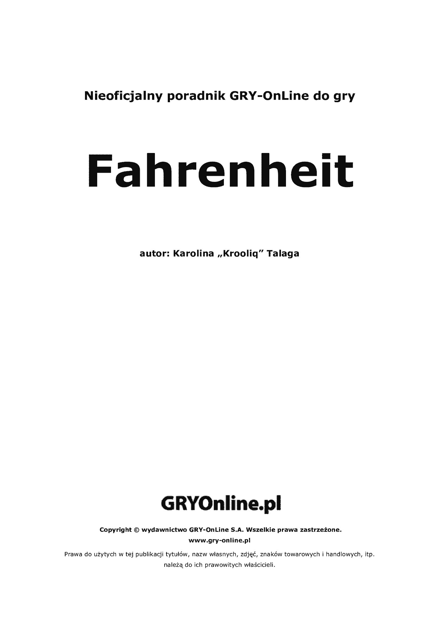 Fragment „Fahrenheit - poradnik do gry” — strona 2 z 8