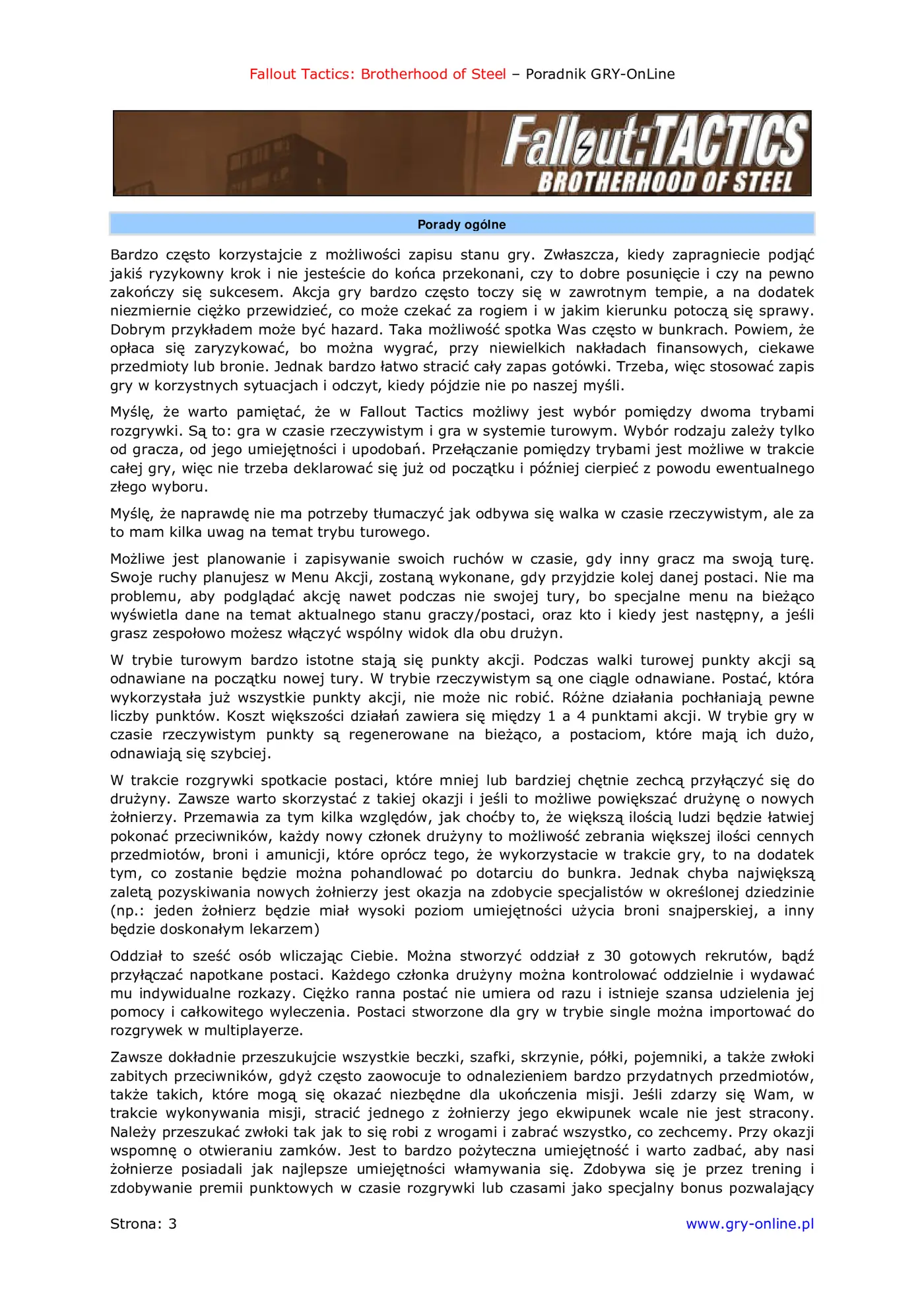 Fragment „Fallout Tactics: Brotherhood of Steel - poradnik do gry” — strona 4 z 8