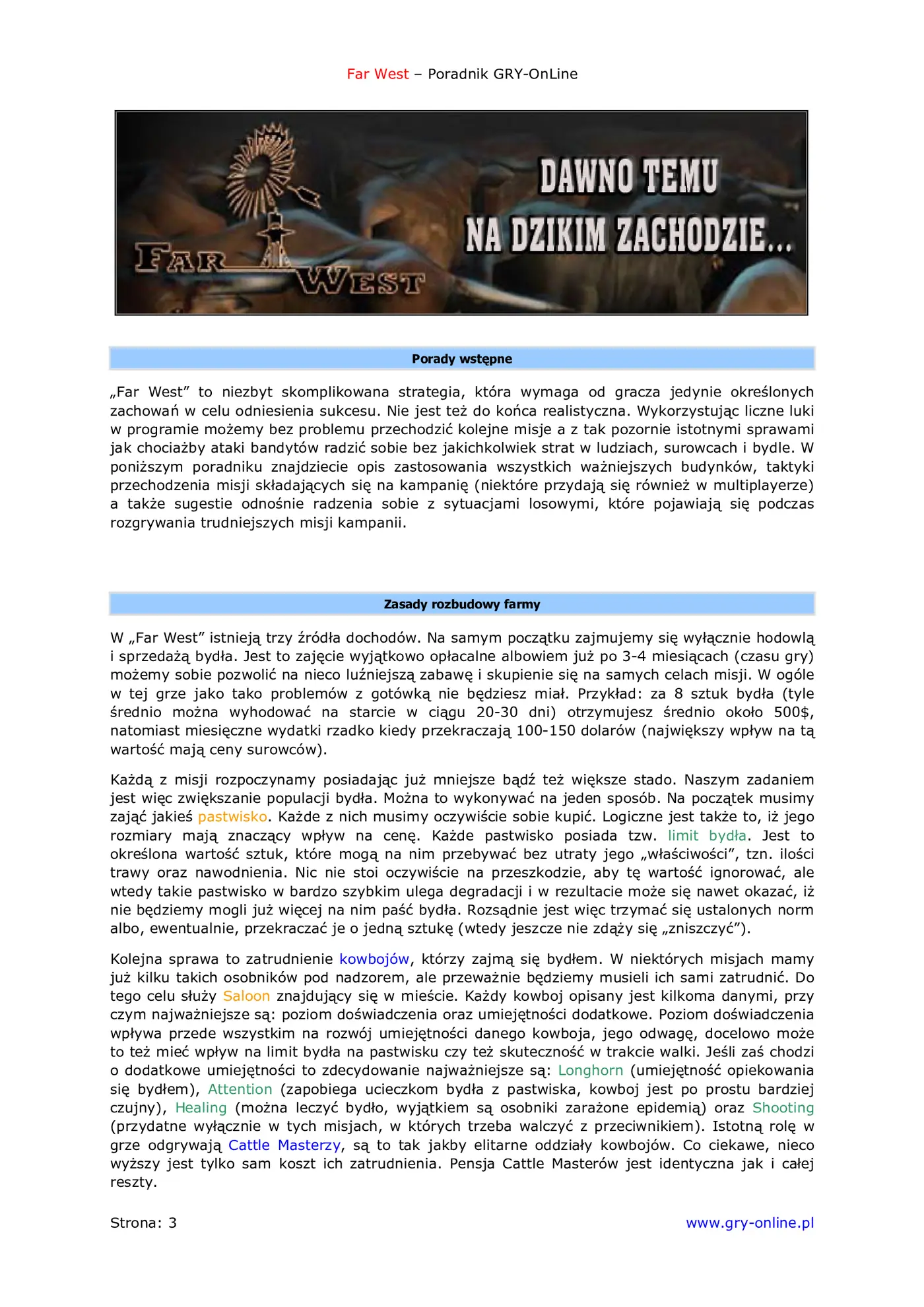 Fragment „Far West - poradnik do gry” — strona 4 z 8