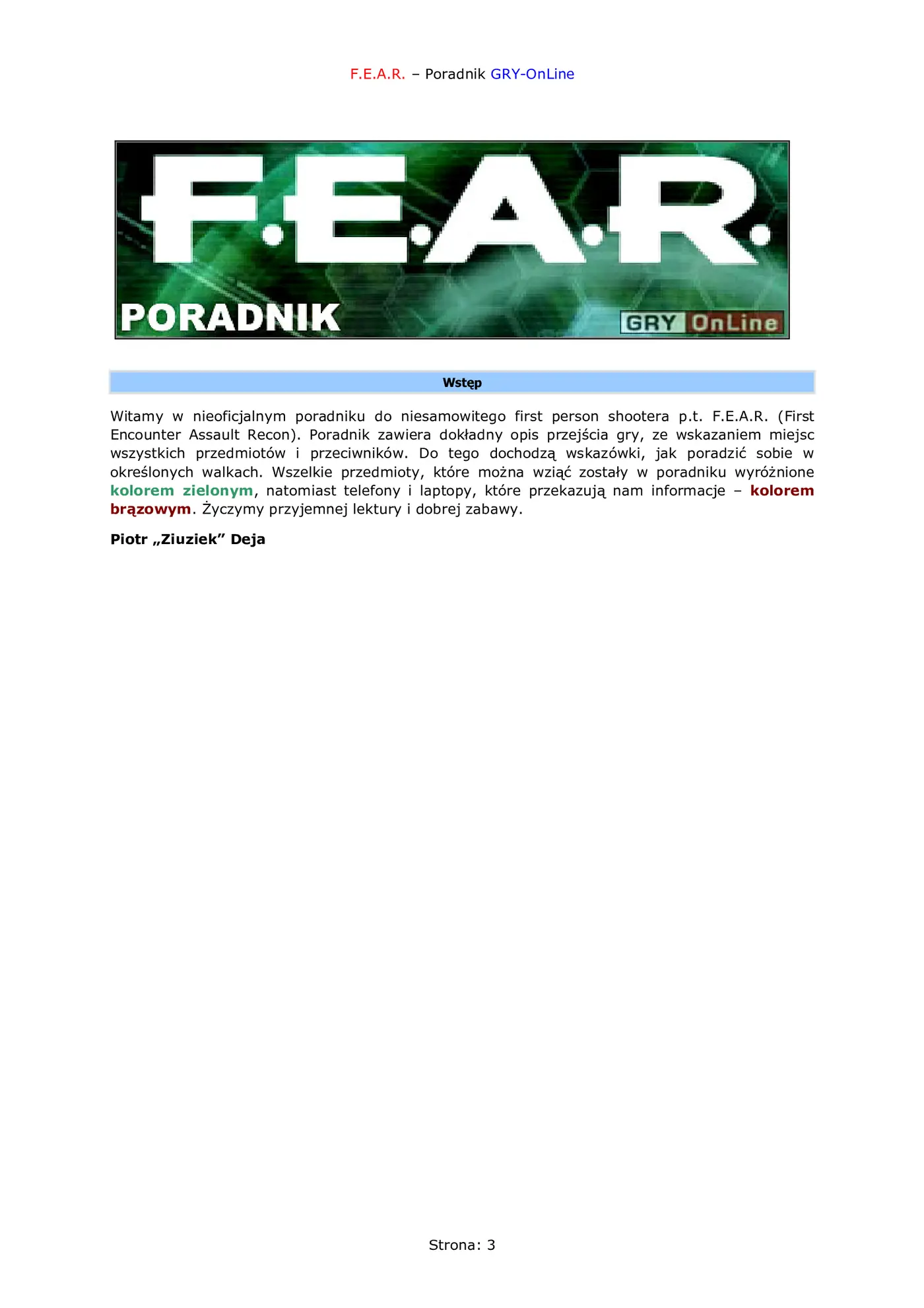 Fragment „F.E.A.R.: First Encounter Assault Recon - poradnik do gry” — strona 4 z 8