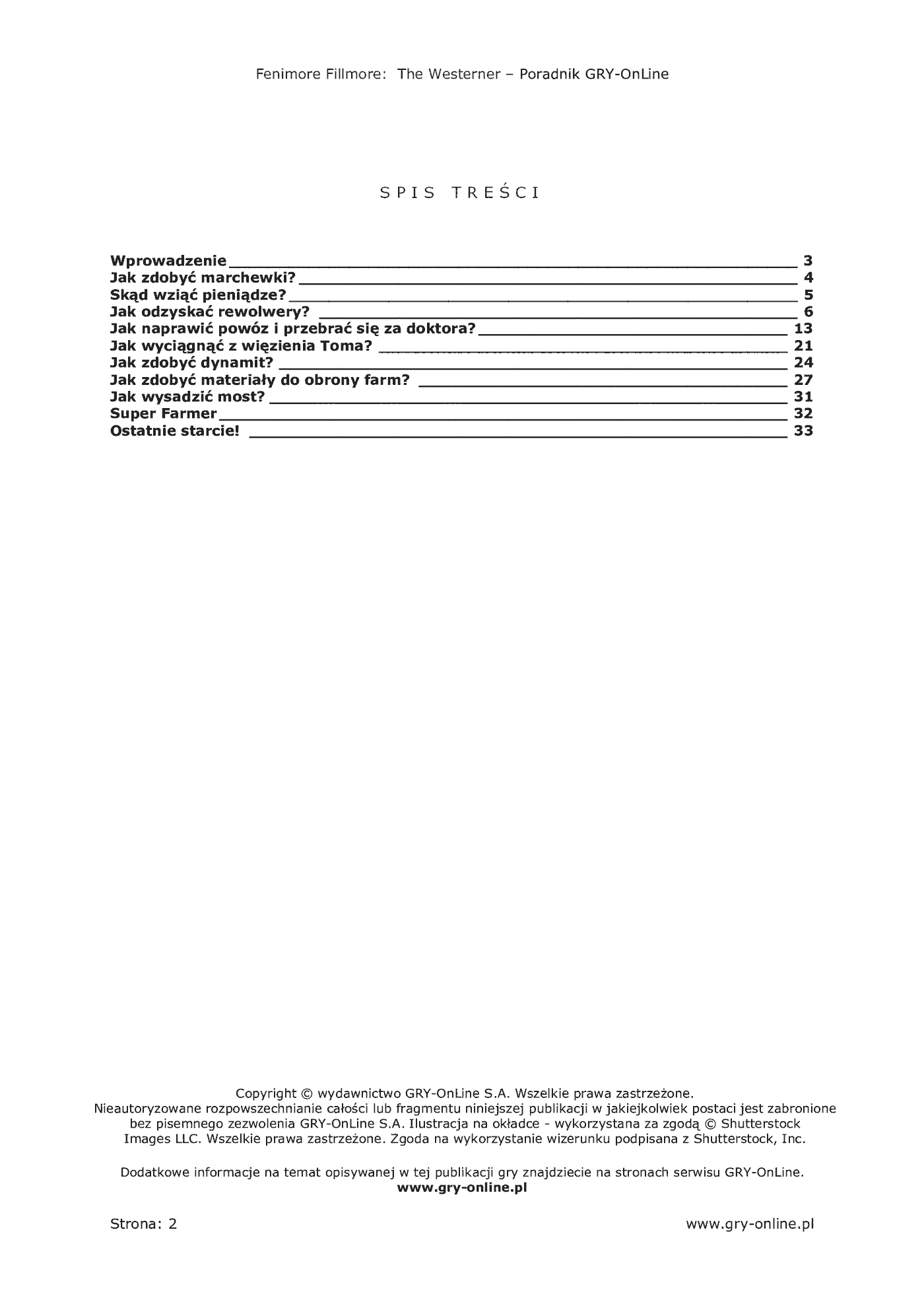 Fragment „Fenimore Fillmore: The Westerner - poradnik do gry” — strona 3 z 8