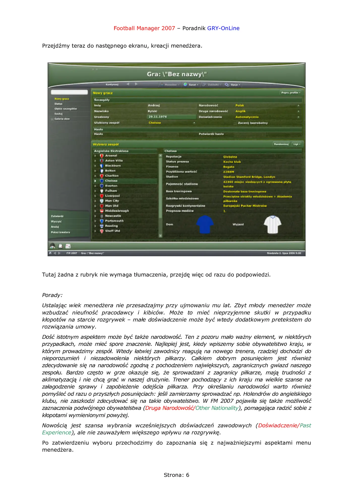 Fragment „Football Manager 2007 - poradnik do gry” — strona 7 z 8
