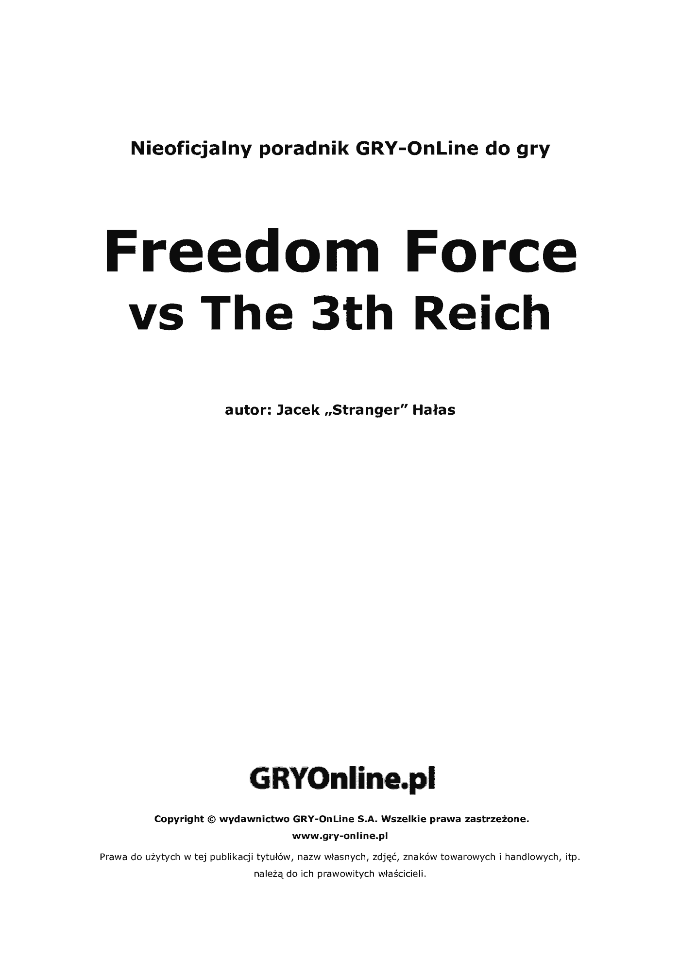 Fragment „Freedom Force vs the 3rd Reich - poradnik do gry” — strona 2 z 8