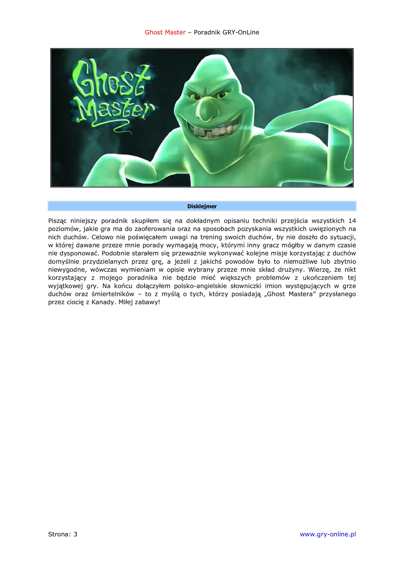 Fragment „Ghost Master - poradnik do gry” — strona 4 z 8
